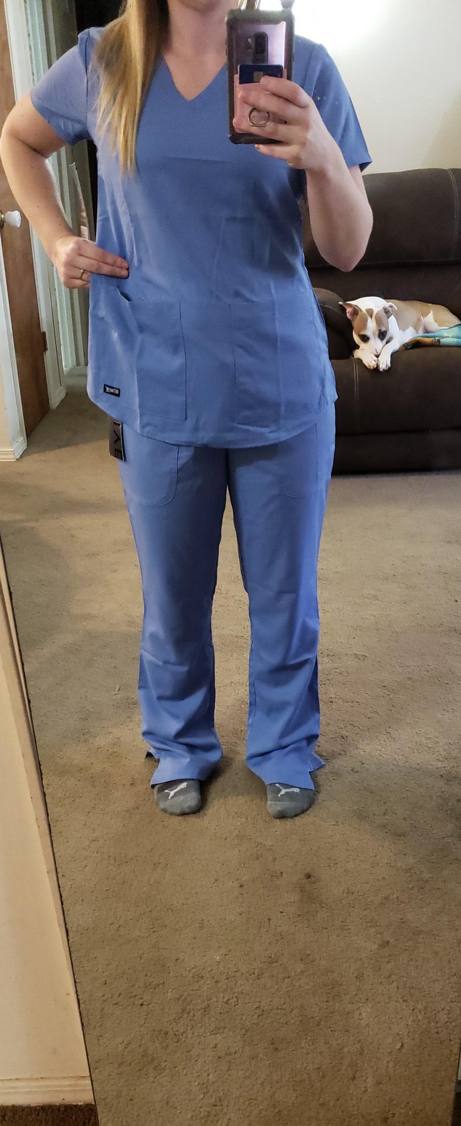 Grey’s Anatomy Women’s Aubrey Top – Two Pocket V‑Neck Scrub Top with Shirring Back customer photo 1