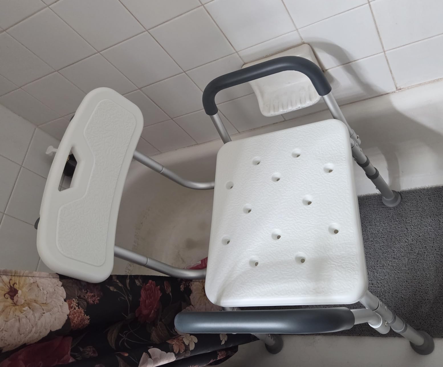 Drive Medical Premium Shower Chair with Back and Padded Arms, White customer photo 1