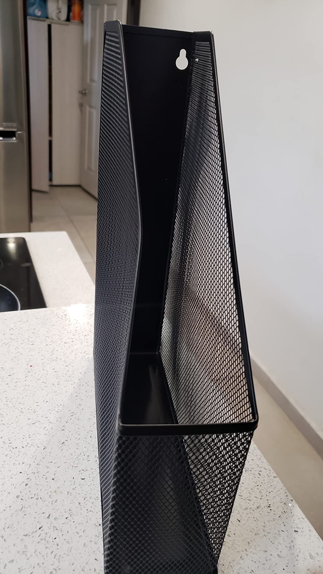 U Brands Magazine File Holder, Desk Organizer, Black Mesh Steel Finish, 12.5