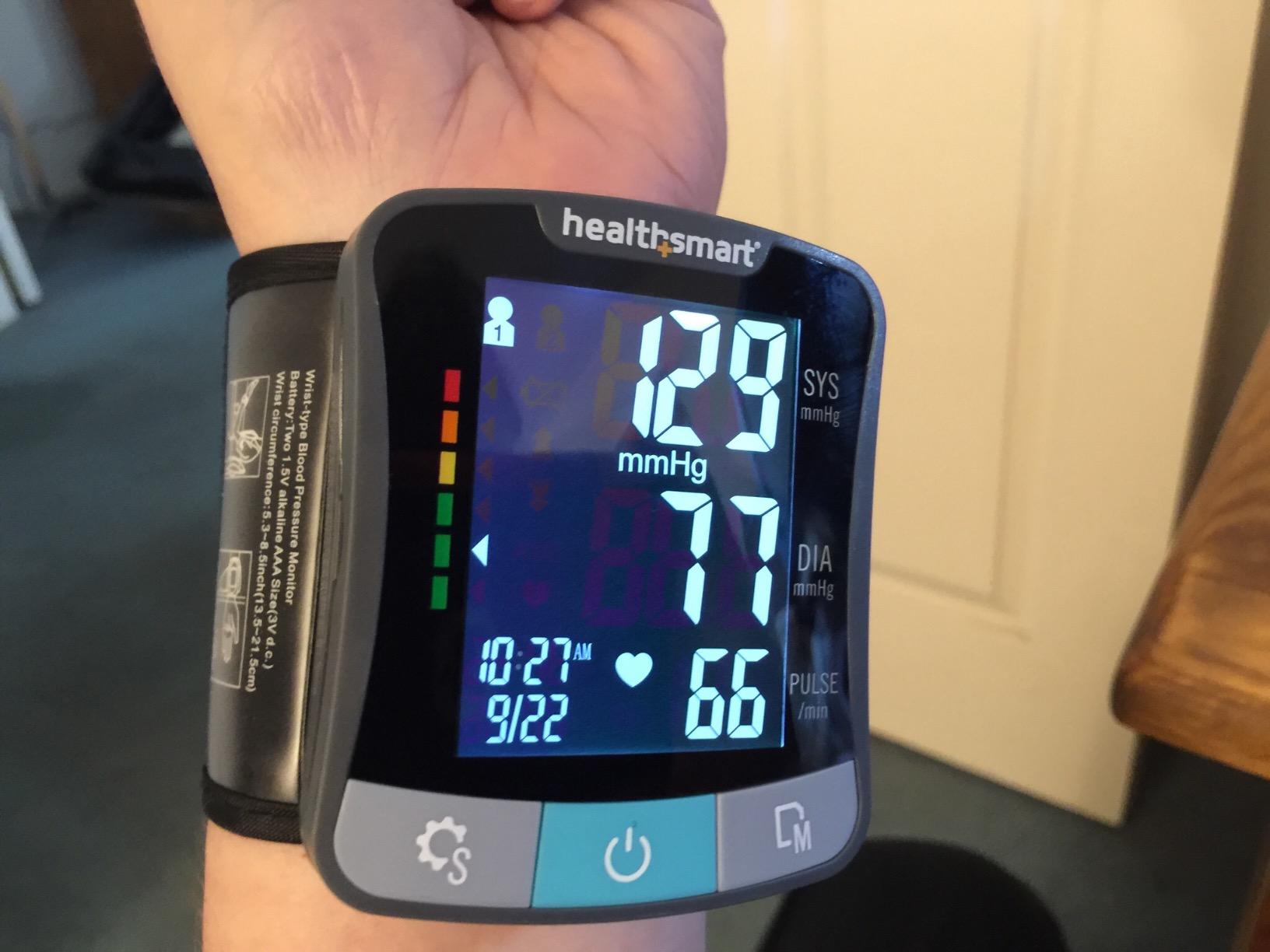 HealthSmart Digital Premium Wrist Blood Pressure Monitor with Cuff That Measures Pulse Heartbeat and High or Low BP, 120 Reading Memory Stores Up to 60 Readings for 2 Users customer photo 1
