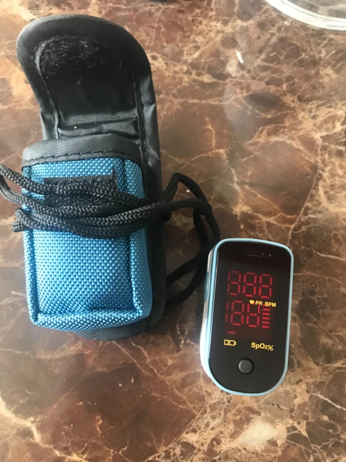CHOICEMMed Finger Pulse Oximeter, Blood Oxygen Saturation Monitor, Fingertip O2 Sensor with LED Display, Pulse Rate Reader, Portable SpO2 Monitor with Batteries, Carry Case & Lanyard, Blue customer photo 2
