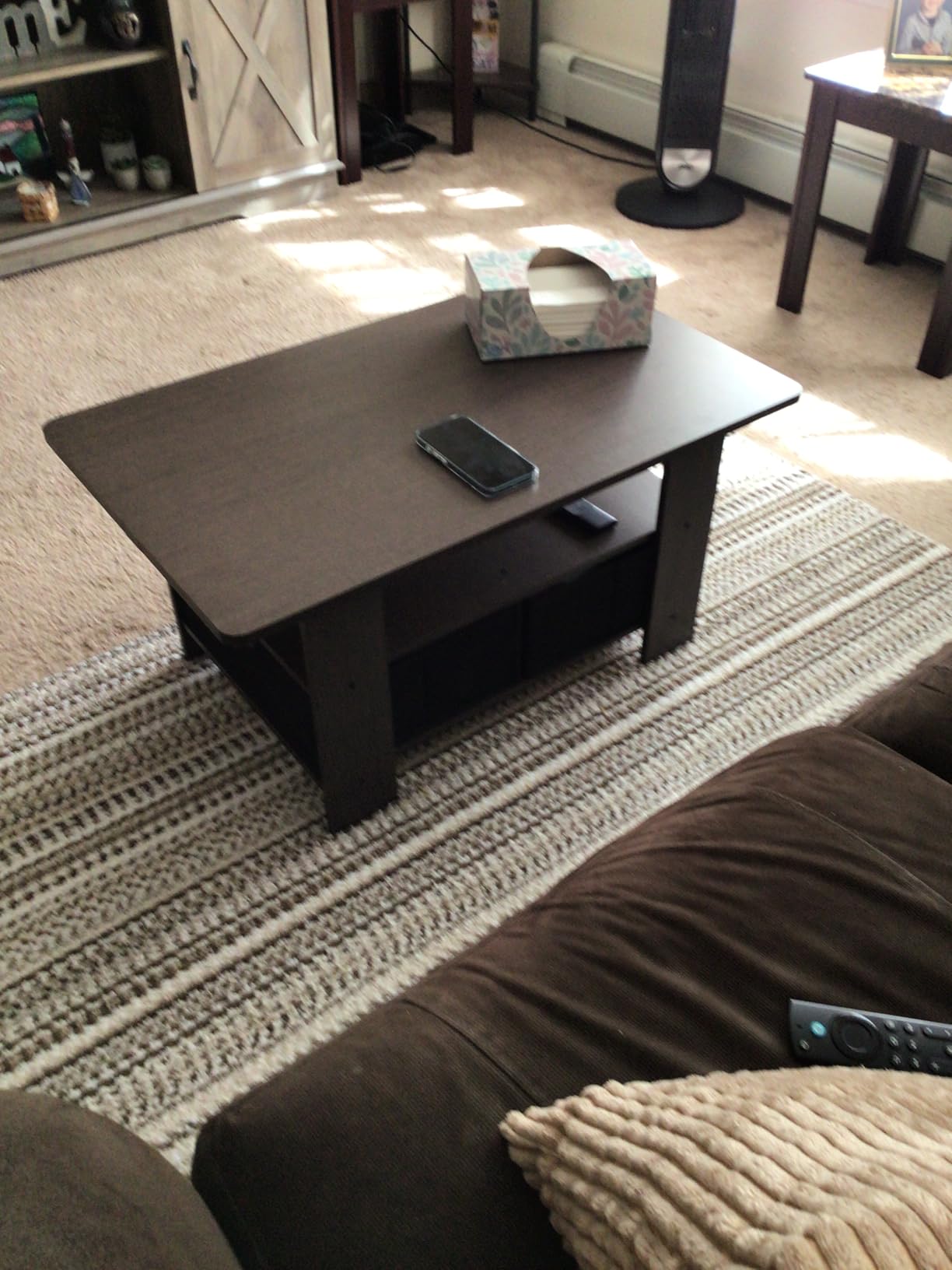 Furinno Andrey Coffee Table with Bin Drawer, French Oak Grey/Black customer photo 1