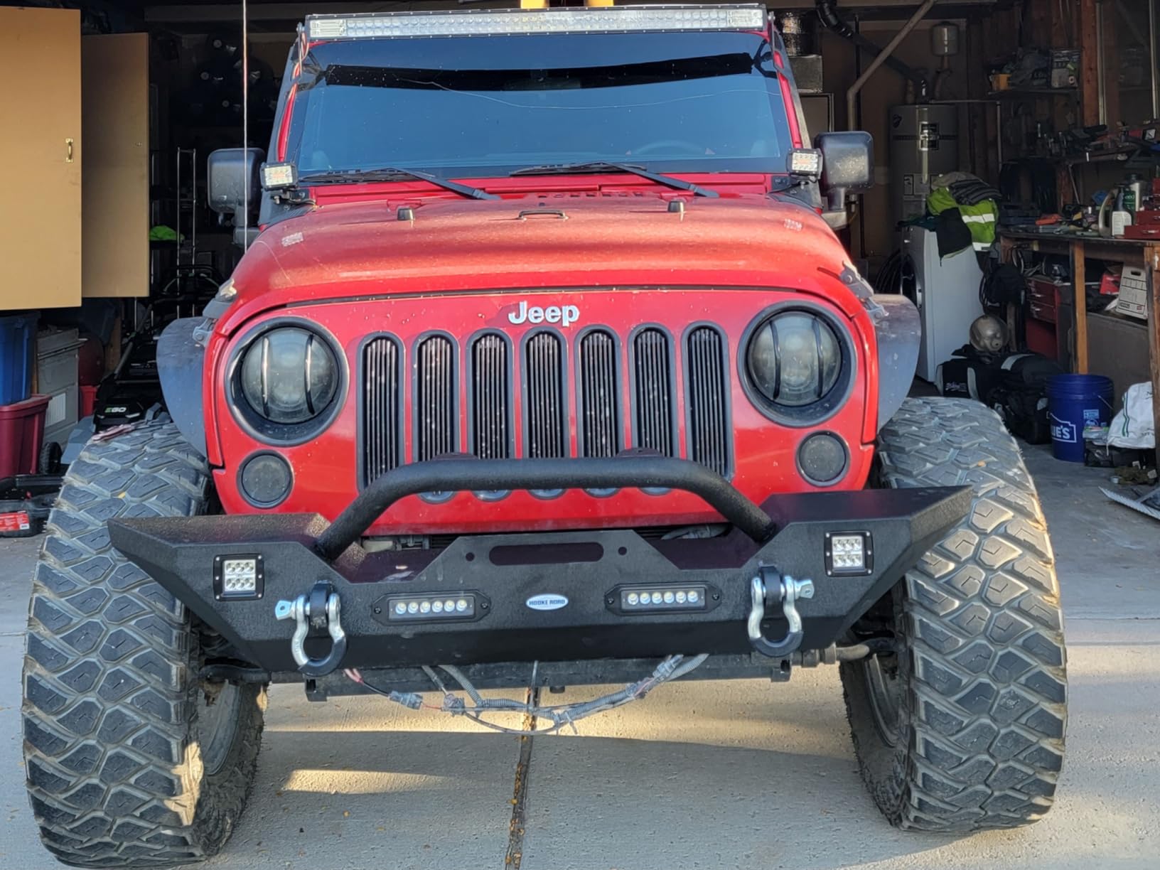 Hooke Road Wrangler JK Front Bumper w/Winch Plate & LED Lights for 2007-2018 Jeep Wrangler JK & Unlimited 2/4 Doors customer photo 1
