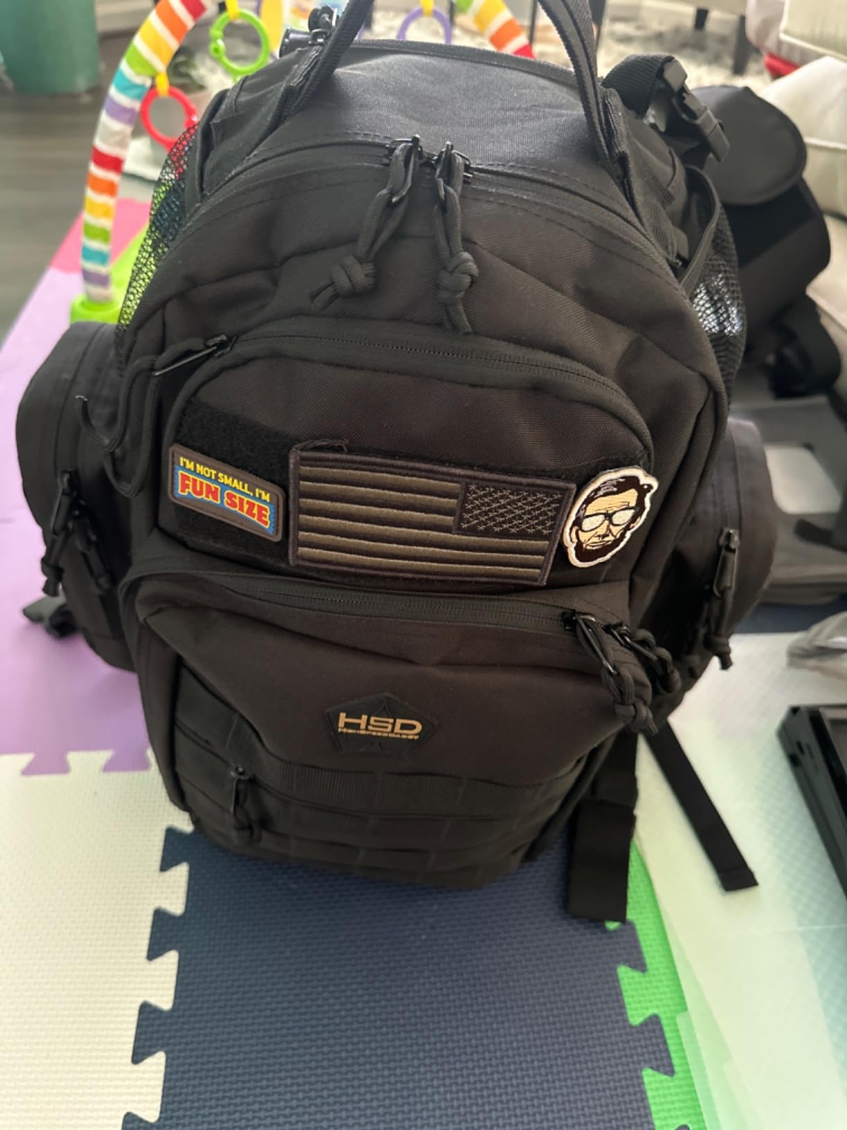 HighSpeedDaddy Diaper Bag Backpack with Diaper Changing Mat - Waterproof Military-Grade Baby Travel Bag - Spacious Design for Moms and Dads on the Go with Toddlers Baby Bag - Black customer photo 1