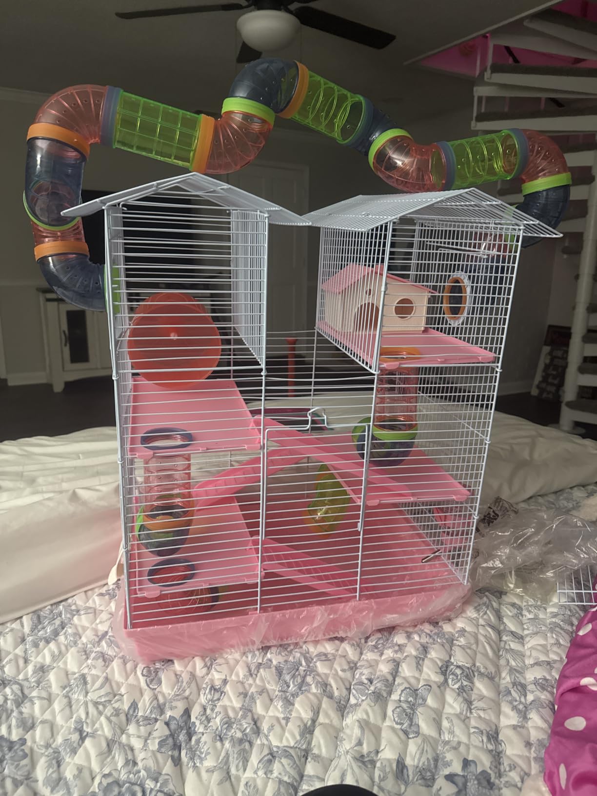 5-Level Large Crossover Twin Towner Tube Tunnel Habitat Hamster Rodent Gerbil Mouse Mice Rat Cage (Blue) customer photo 1