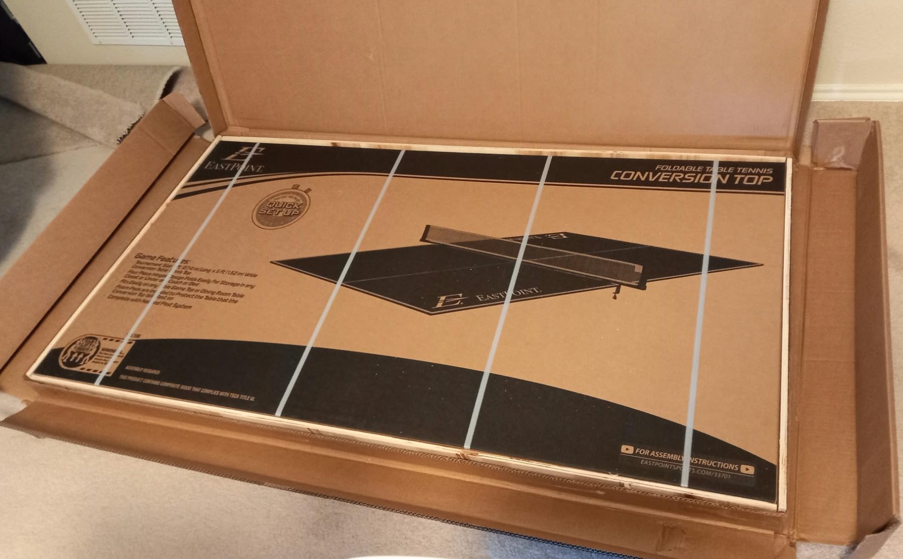 EastPoint Foldable Ping Pong Table Topper, Table Tennis, 9 ft x 5 ft, Blue customer photo 2