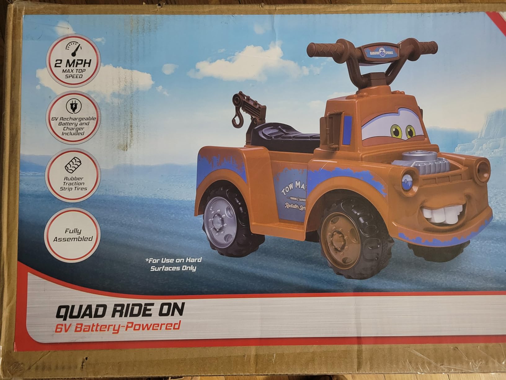 Kid Trax Toddler Disney Cars 3 Tow-Mater Electric Quad Ride-On, Kids 1.5-3 Years Old, 6 Volt Battery and Charger Included, Max Weight 45 lbs, Tow-Mater brown customer photo 1