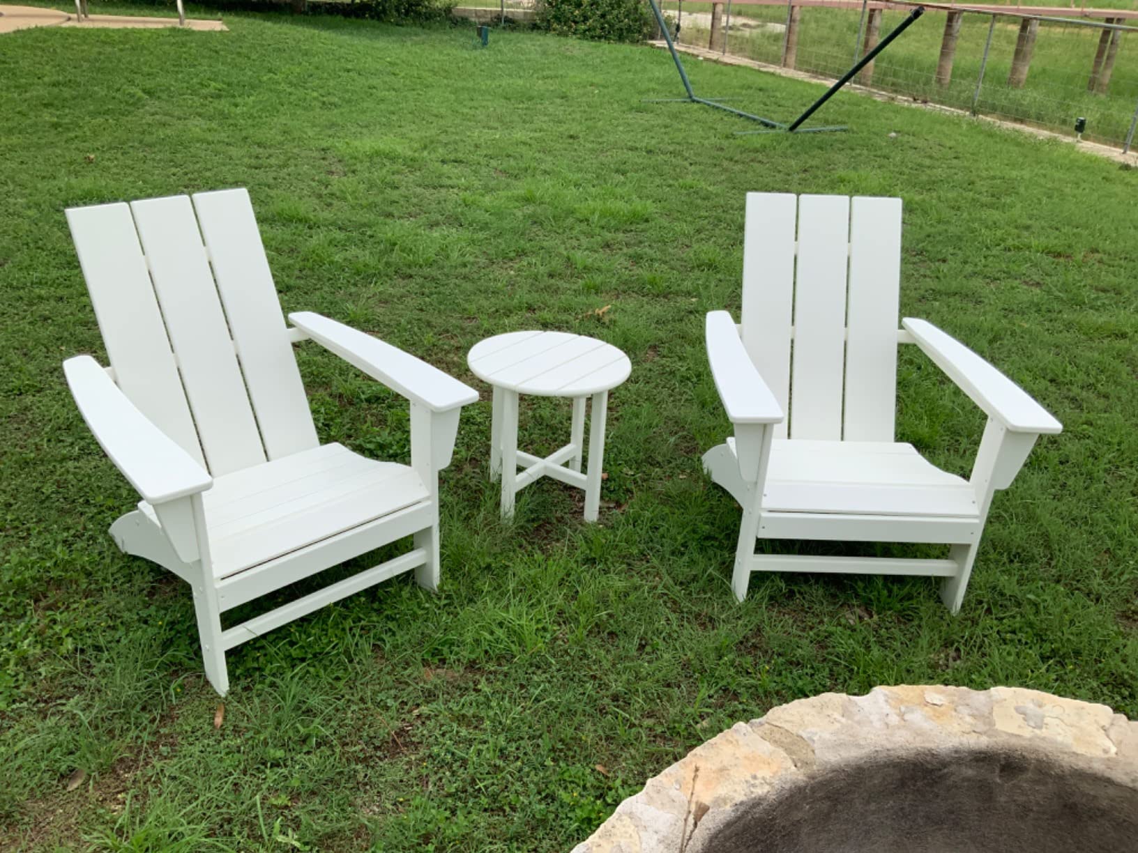 POLYWOOD Modern Adirondack Chair – All-Weather Outdoor Lawn Adirondack Chairs – HDPE, Fade-Resistant & Durable Outdoor Furniture – For Patio, Deck & Fire Pit Chairs – Pacific Blue customer photo 1