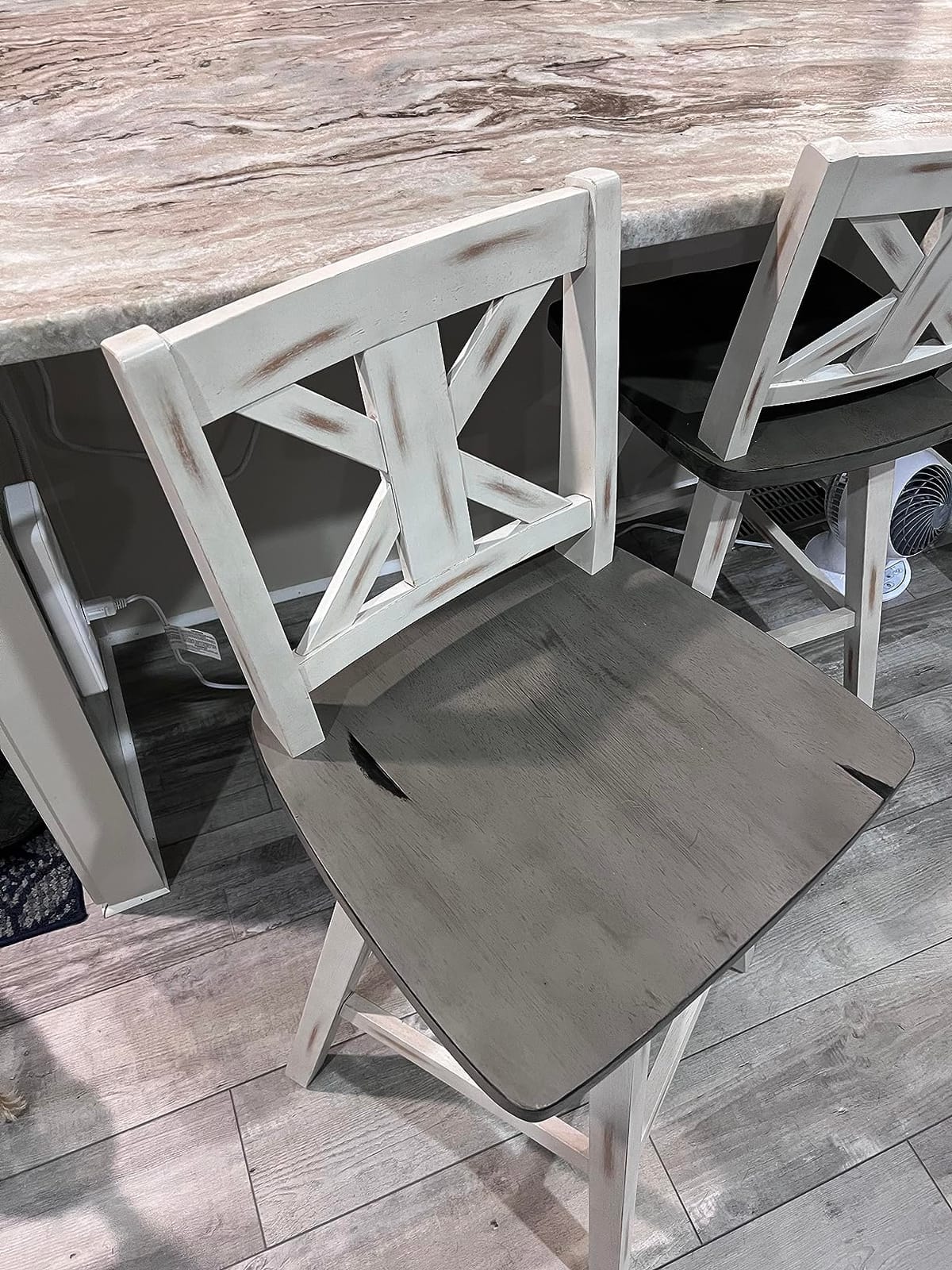 Lexicon Swivel Counter Height Stools Set of 2,X Back,Antique White/Grey customer photo 2