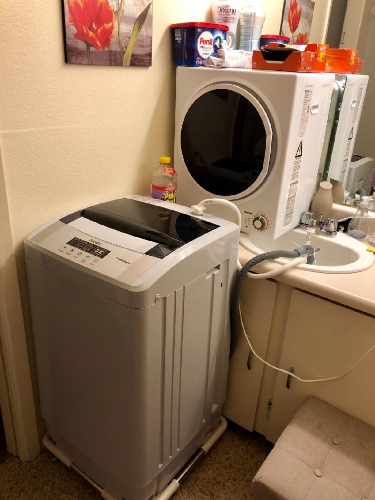 COSTWAY 1.5 Cu.ft. Portable Clothes Dryer, 850W Compact Laundry Dryer,White customer photo 1