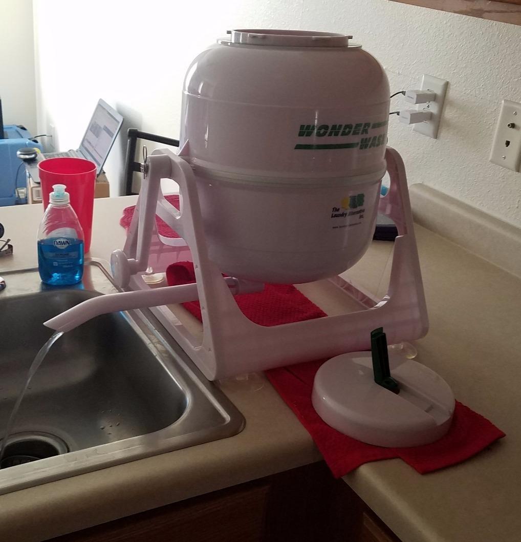 WonderWash Portable Washing Machine for Apartment & Tiny Spaces - Manual Hand Clothes Washer with Retro Design - Clean Laundry Anywhere with Our Countertop, Non-Electric, Small Washer - Blue customer photo 1