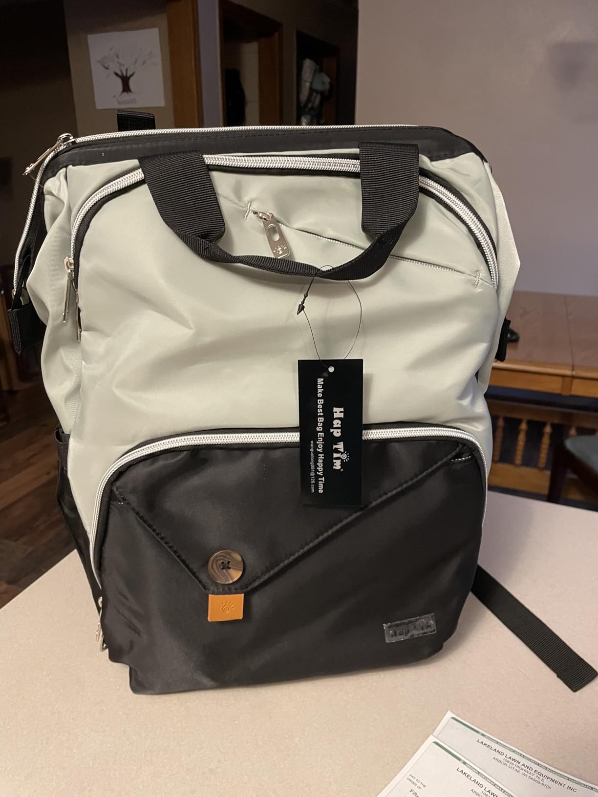 Hap Tim Diaper Bag Backpack,Large Capacity Travel Back Pack Maternity Baby Nappy Changing Bags, Double Compartments with Stroller Straps,Waterproof,Black (US7340-DG) customer photo 2