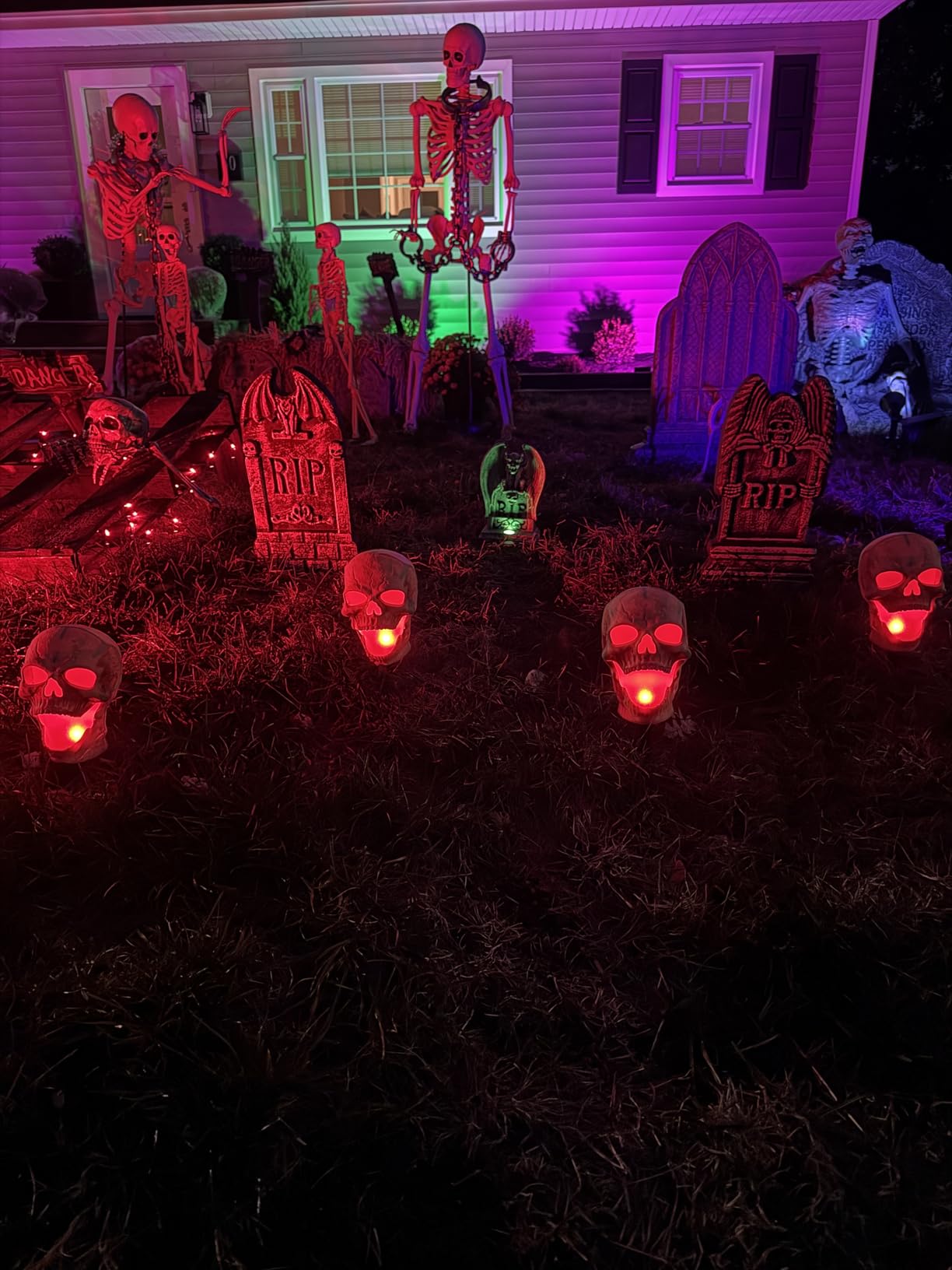 JOYIN 17” Halloween Foam RIP Graveyard Tombstones (5 Pack), Halloween Tombstones Outdoor Decorations for Graves Decorations with 12 Metal Stakes for Cemetery Yard Lawn Party Decor customer photo 2