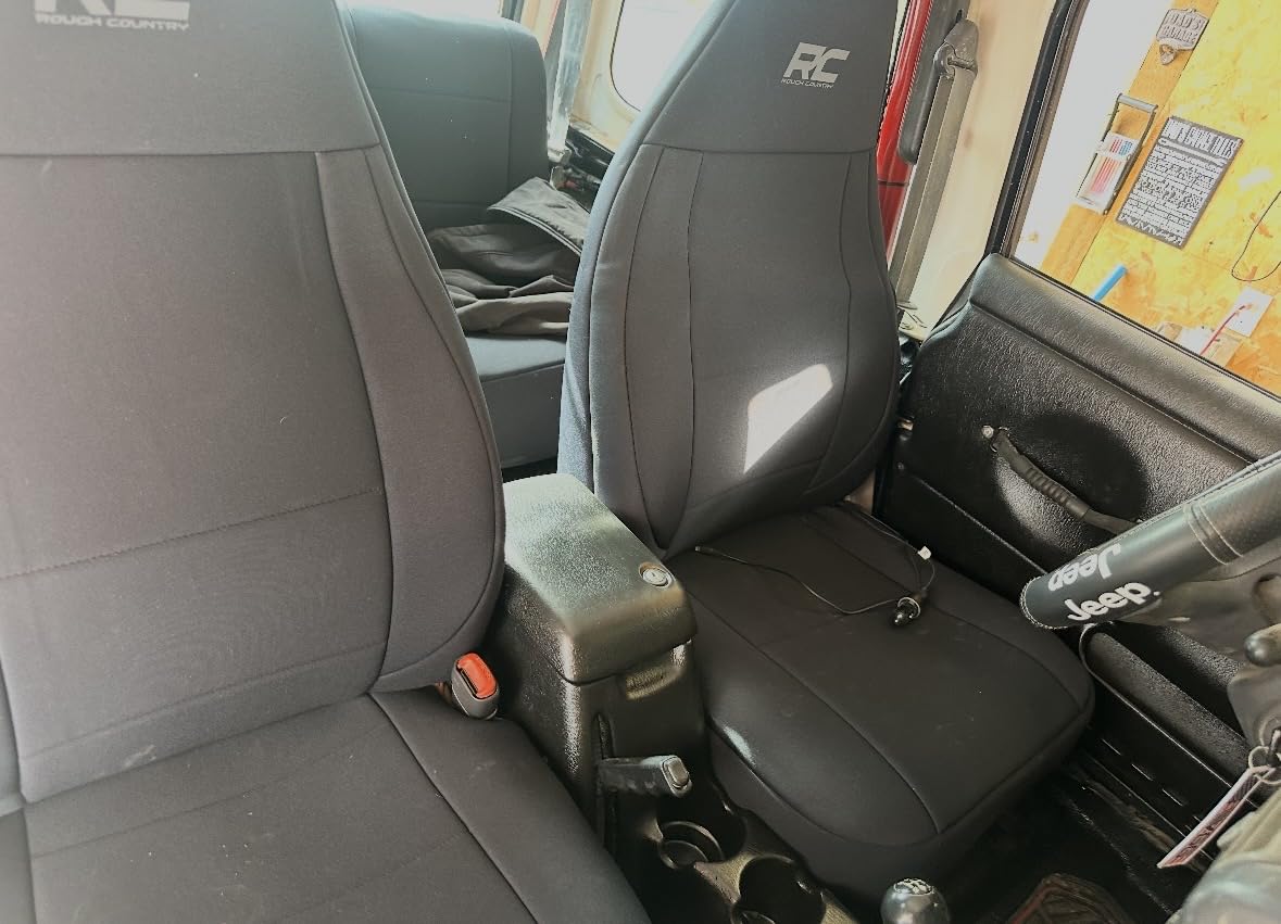 Rough Country Neoprene Seat Covers for Jeep Wrangler TJ (1997-2002) - Waterproof & UV Resistant, Foam Padded, Front & Rear Seat Cover Set customer photo 2