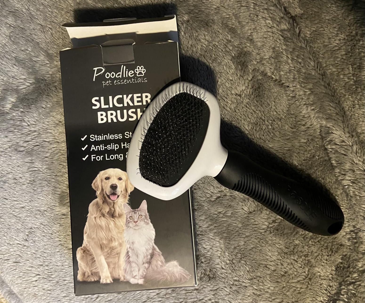 Poodle Pet Slicker Brush - For Dogs, Cats, Rabbits - Matted/Loose Fur, Knots - Suitable for Doodle/Goldendoodle Grooming and Shredding Short/Long Hair customer photo 1