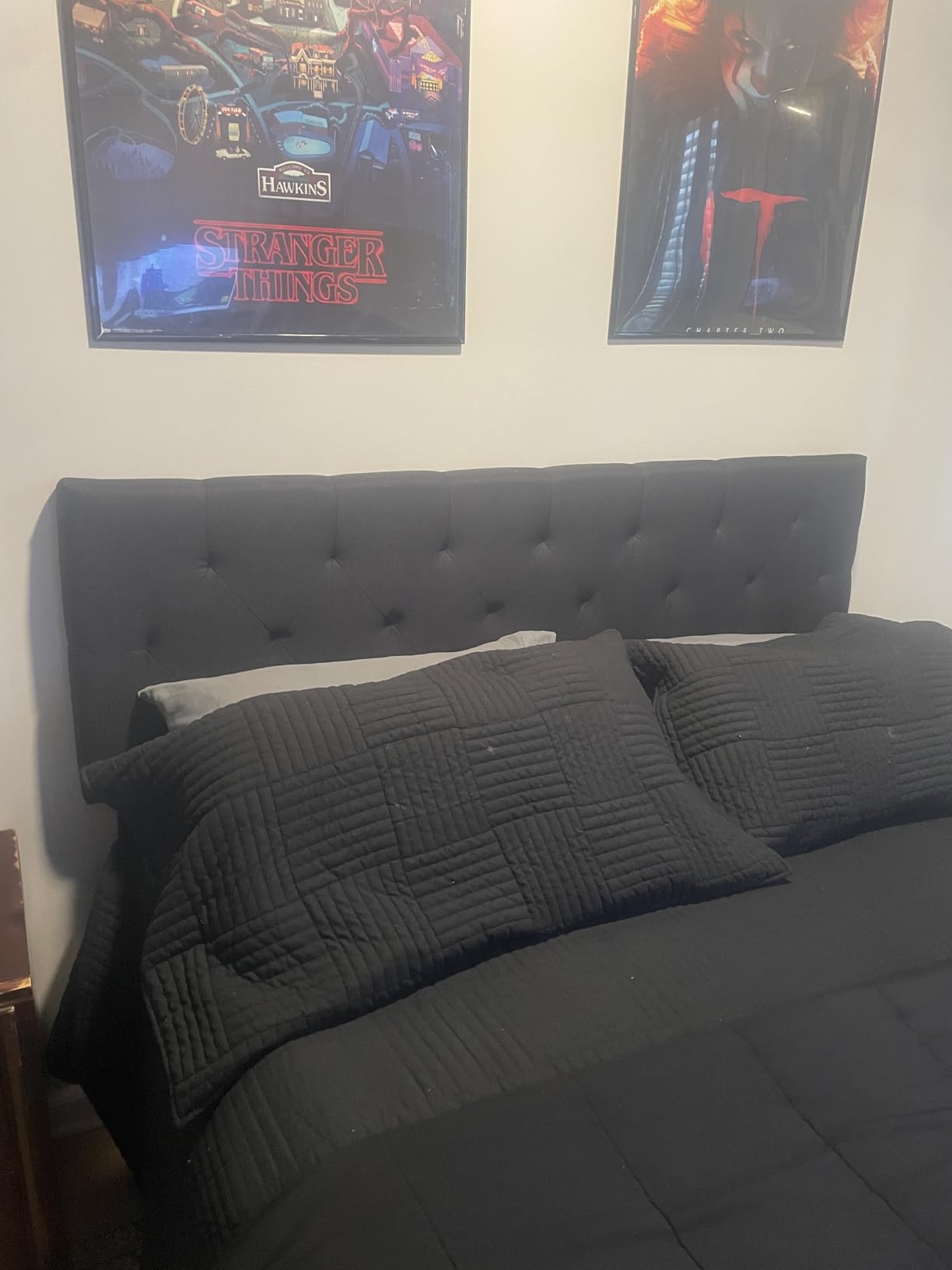 Lucid Mid-Rise Upholstered Headboard - Diamond Tufted - Padded Polyester - Adjustable Height from 34” to 46” - Easy Assembly - Bed Frame or Wall Mount - Sturdy - Charcoal - Queen Size customer photo 2