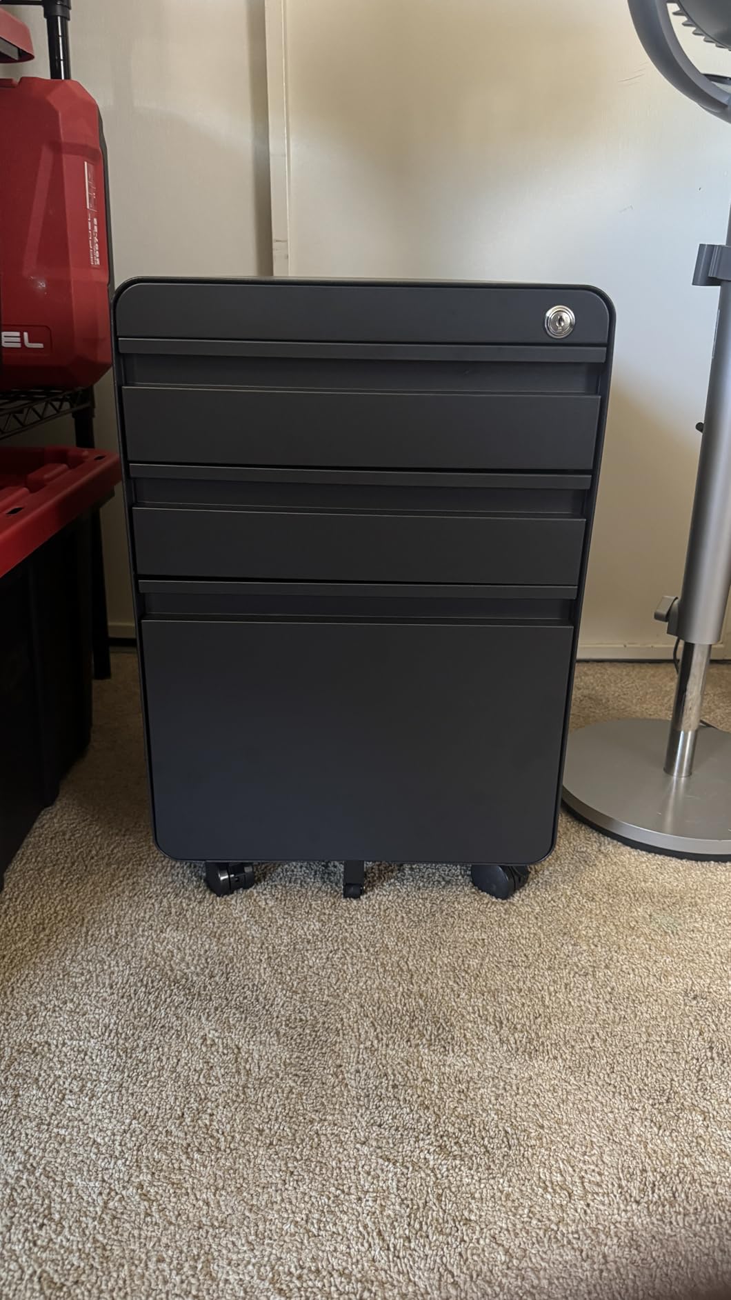 Dripex 3 Drawer Metal Rolling File Cabinet Under Desk Filing Cabinet Black customer photo 2