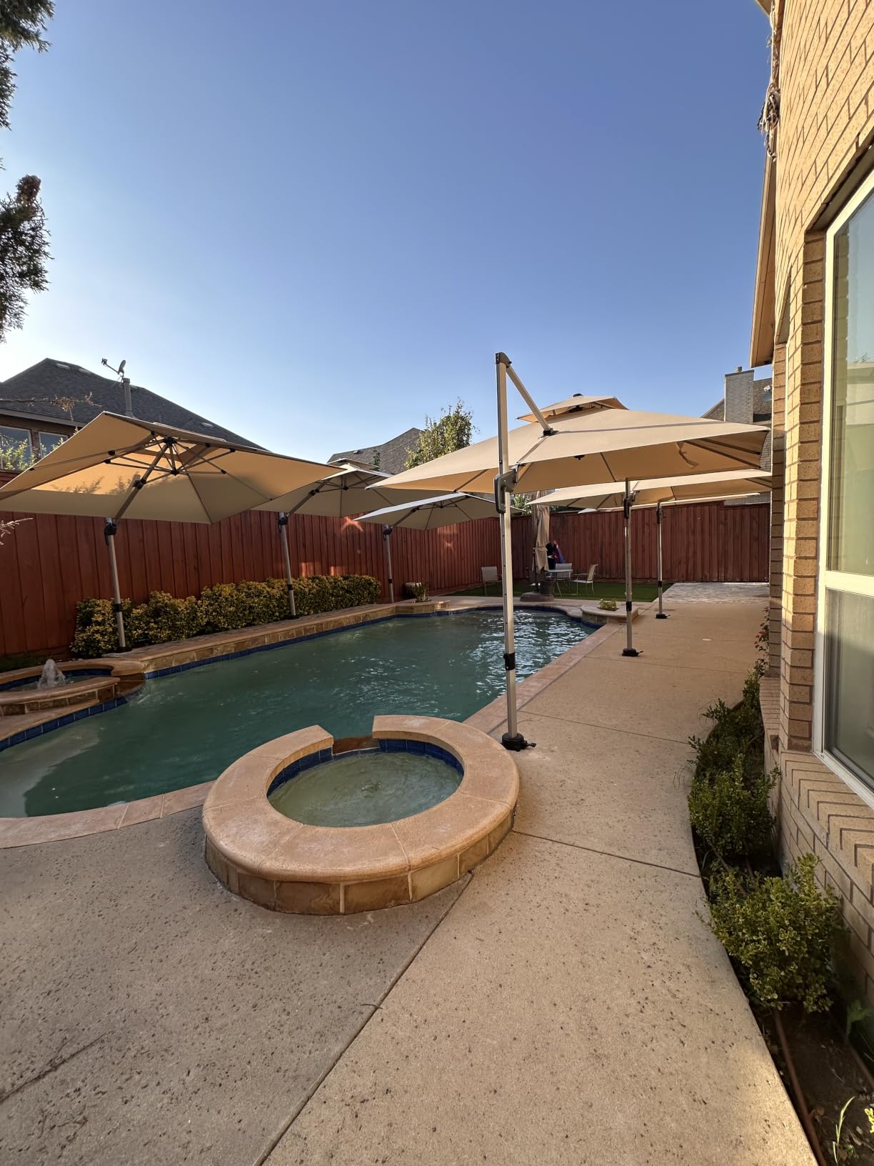 PURPLE LEAF Cantilever Patio Umbrellas 10'x 10' Square Double Top Navy Blue customer photo 2