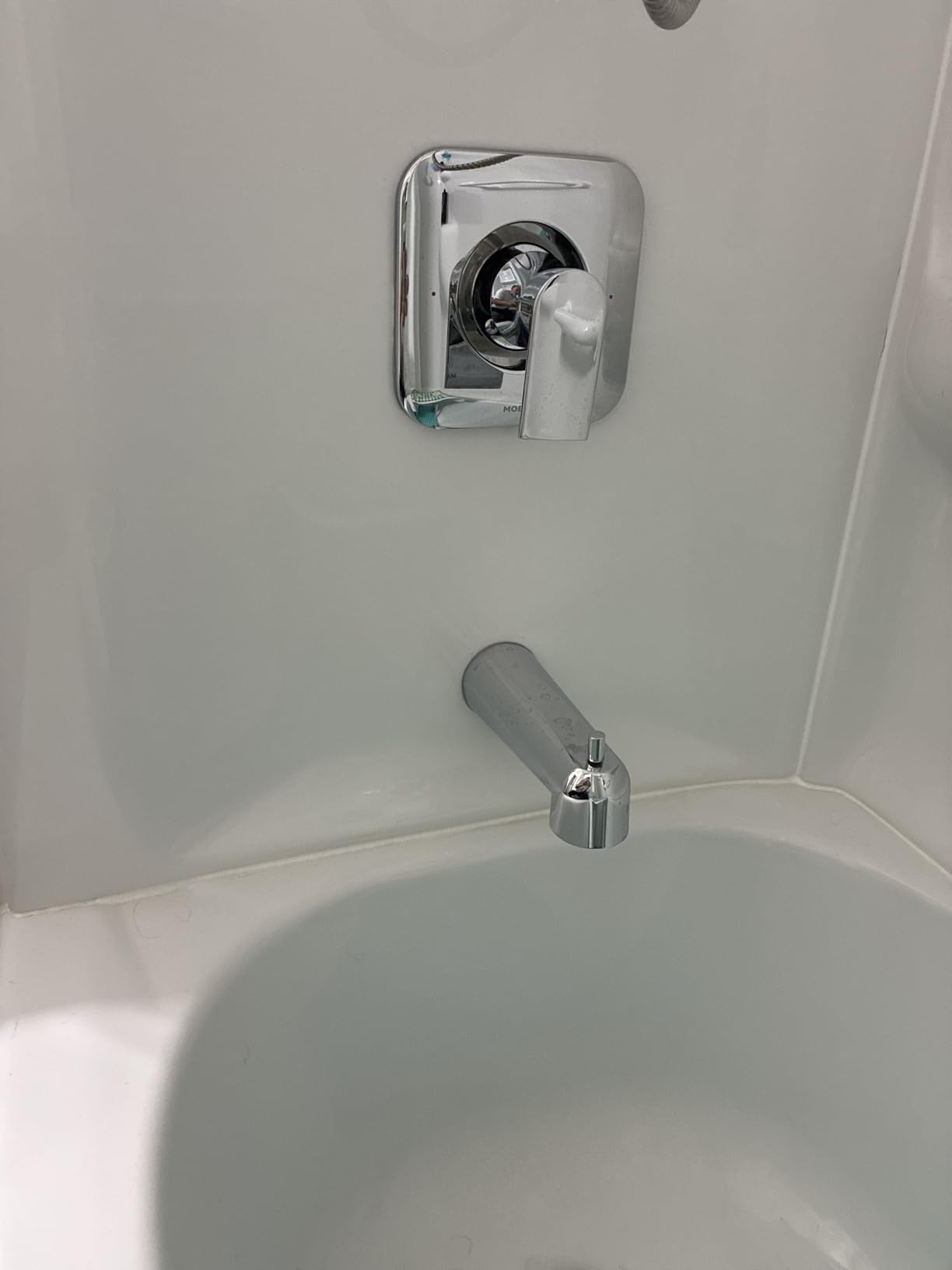 Moen Genta LX Matte Black Pressure Balancing Modern Shower Set with Showerhead Lever Handle, and Tub Spout, Posi-Temp Valve Required, T2473EPBL customer photo 2