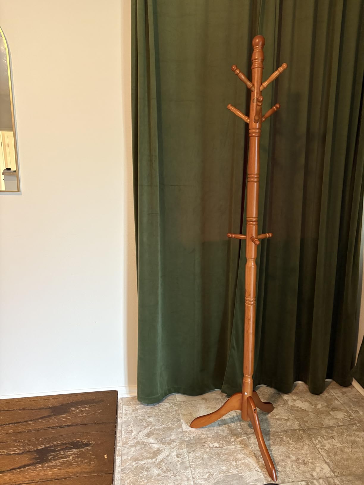 VASAGLE Freestanding Coat Rack, Rubber Wood Coat Tree with 10 Hooks customer photo 2