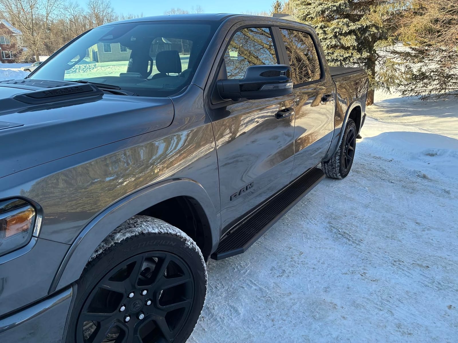 APS 6-inch (Black Stainless Steel Flat Style) Running Boards Nerf Bars Side Steps Step Rail Compatible with Ram 1500 2019-2026 Crew Cab (Will Not Fit 2018 Previous Generation Build in 19-24) customer photo 1