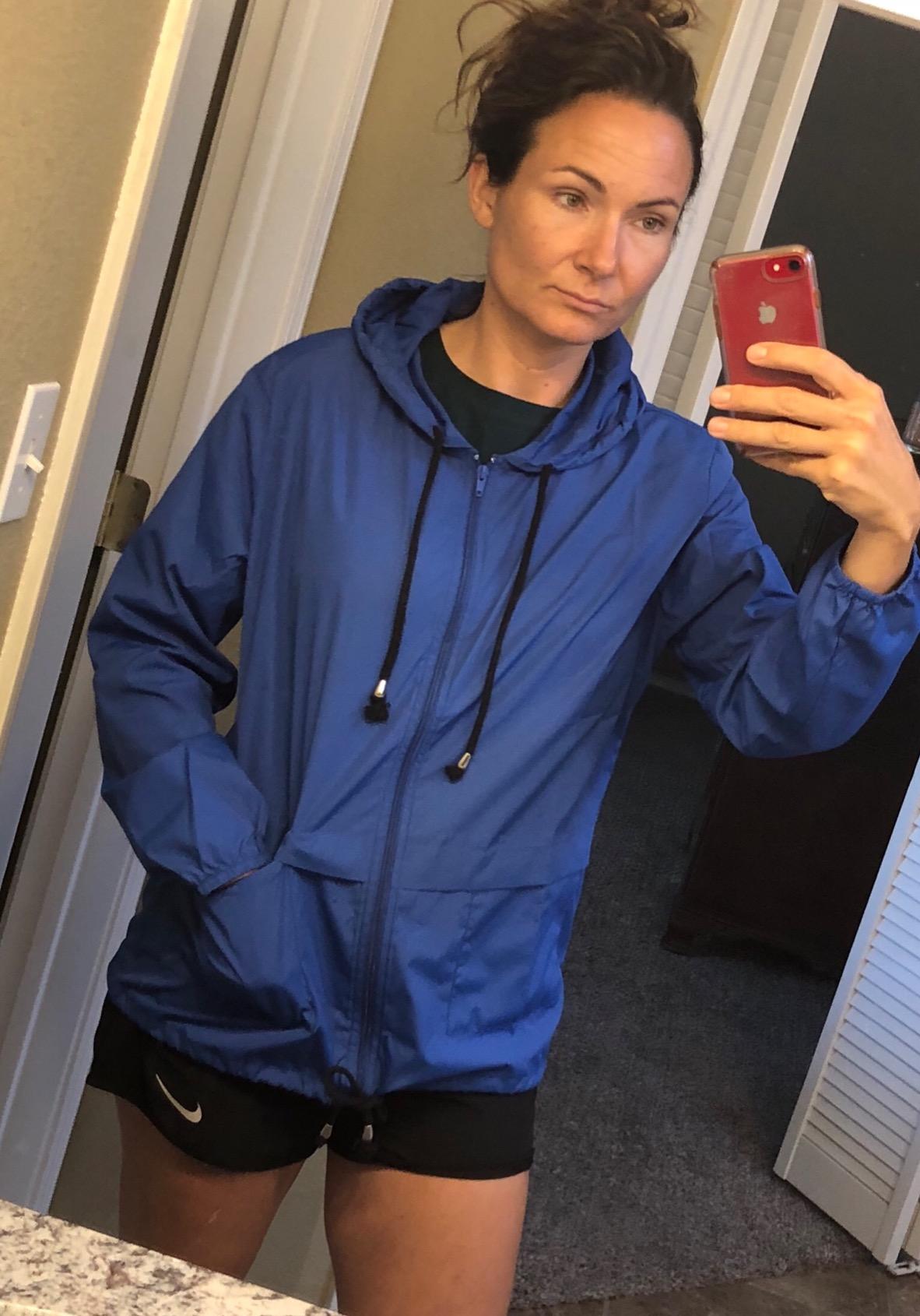 Women's Raincoat Waterproof Windbreaker Hooded Lightweight Packable Rain Jacket with Back Zipper Coats S-XXL customer photo 2