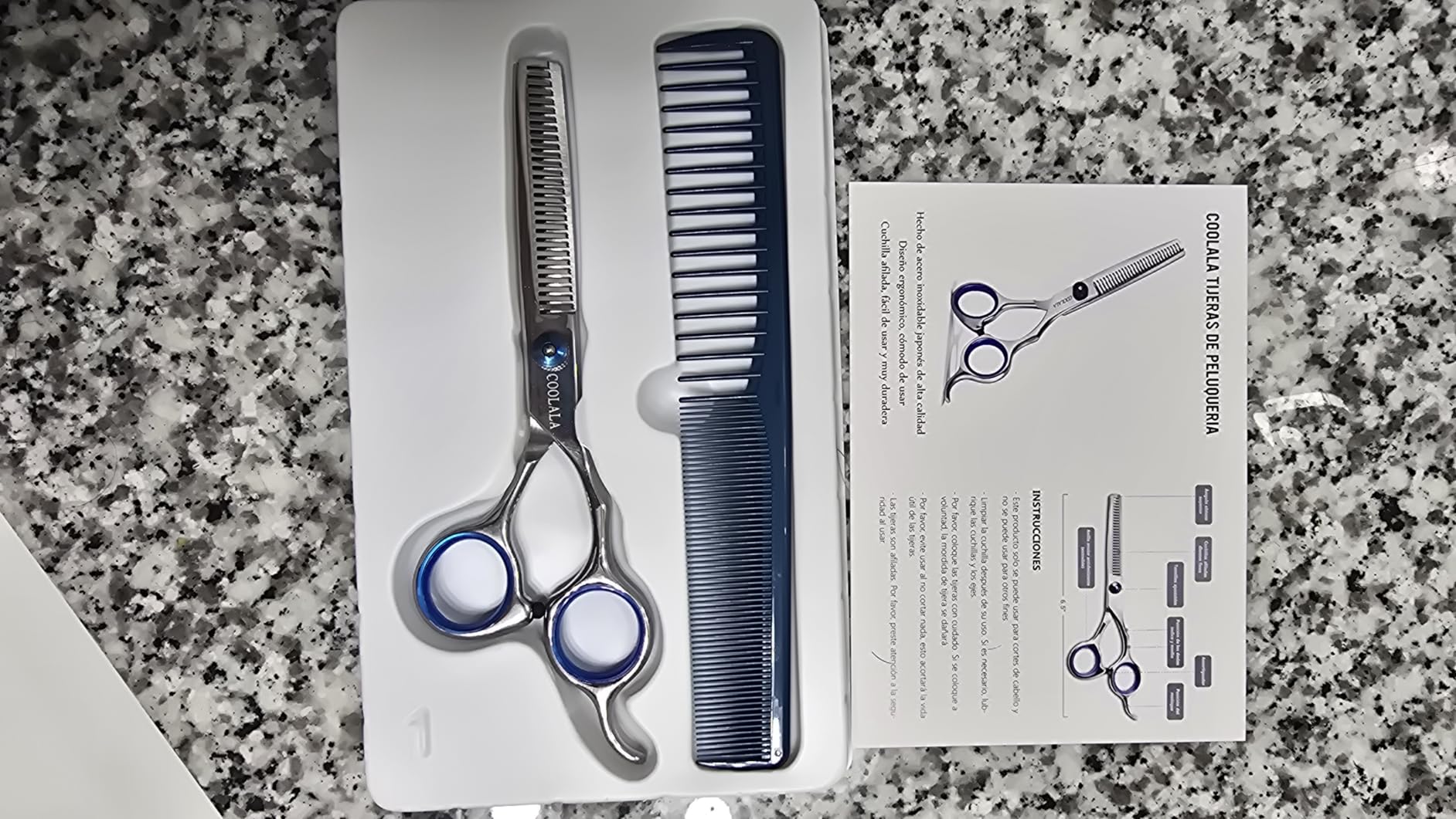 COOLALA Stainless Steel Hair Cutting Scissors Thinning Shears 6.5 Inch Professional Salon Barber Haircut Scissors Family Use for Man Woman Adults Kids customer photo 1