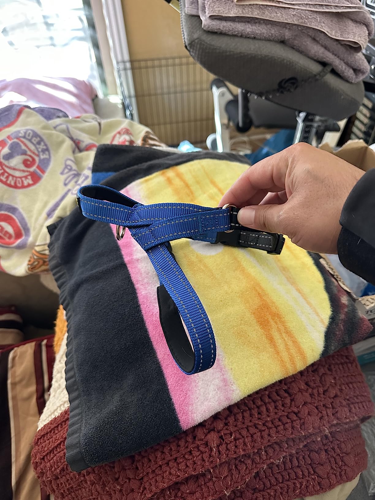 iChoue French Bulldog Harness Adjustable Padded Locked Buckle with Handle for Frenchie Pug English Boston Terrier Dogs, Blue, Small customer photo 2
