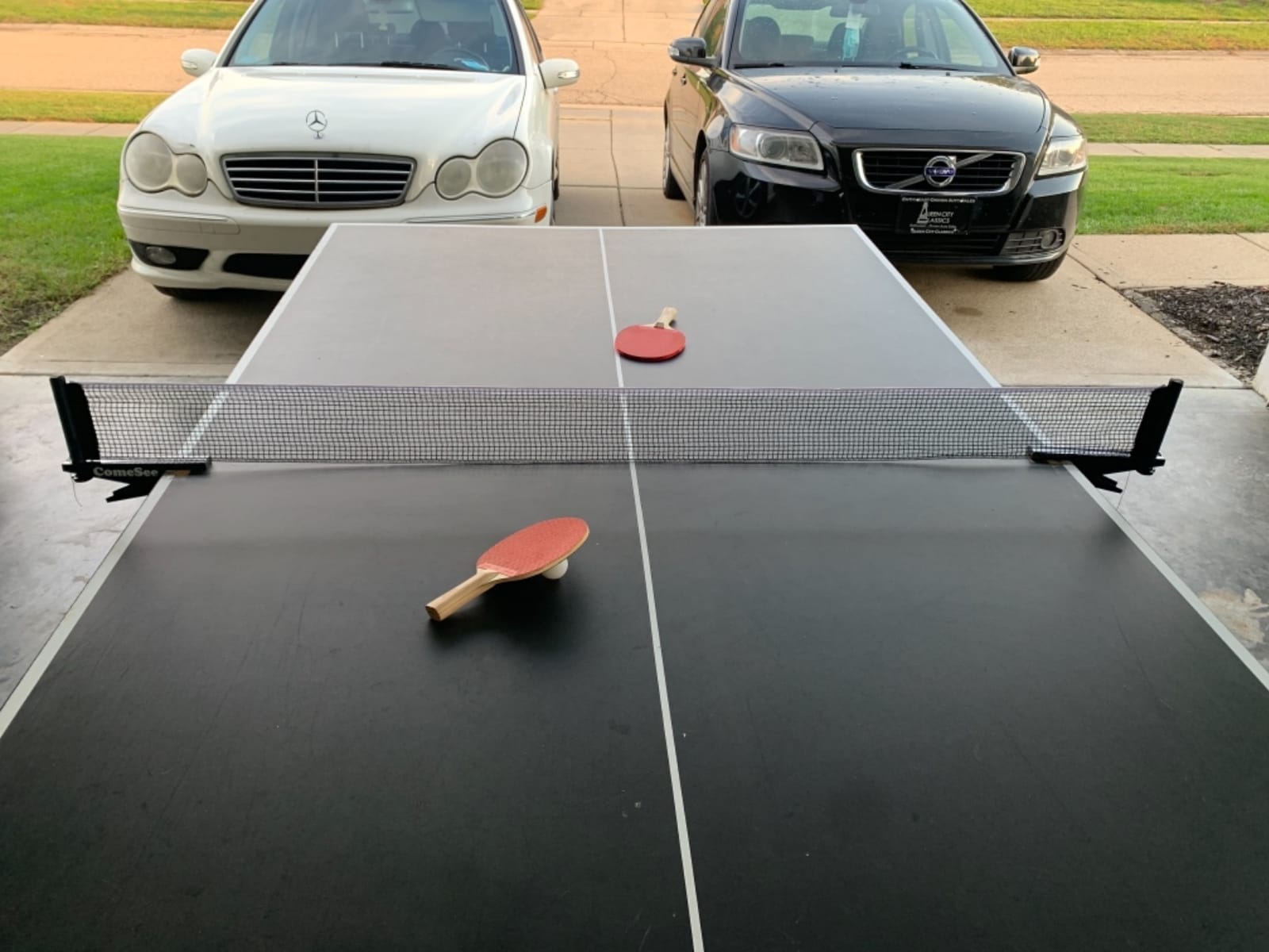 Comesee Ping Pong Net Set Table Tennis Table Post Professional Spring Activated Clamp with Net Clip Insert, 1.2 Inch Width Grip Holder, Tension and Height Adjustable Easy Set Up (Navy) customer photo 1