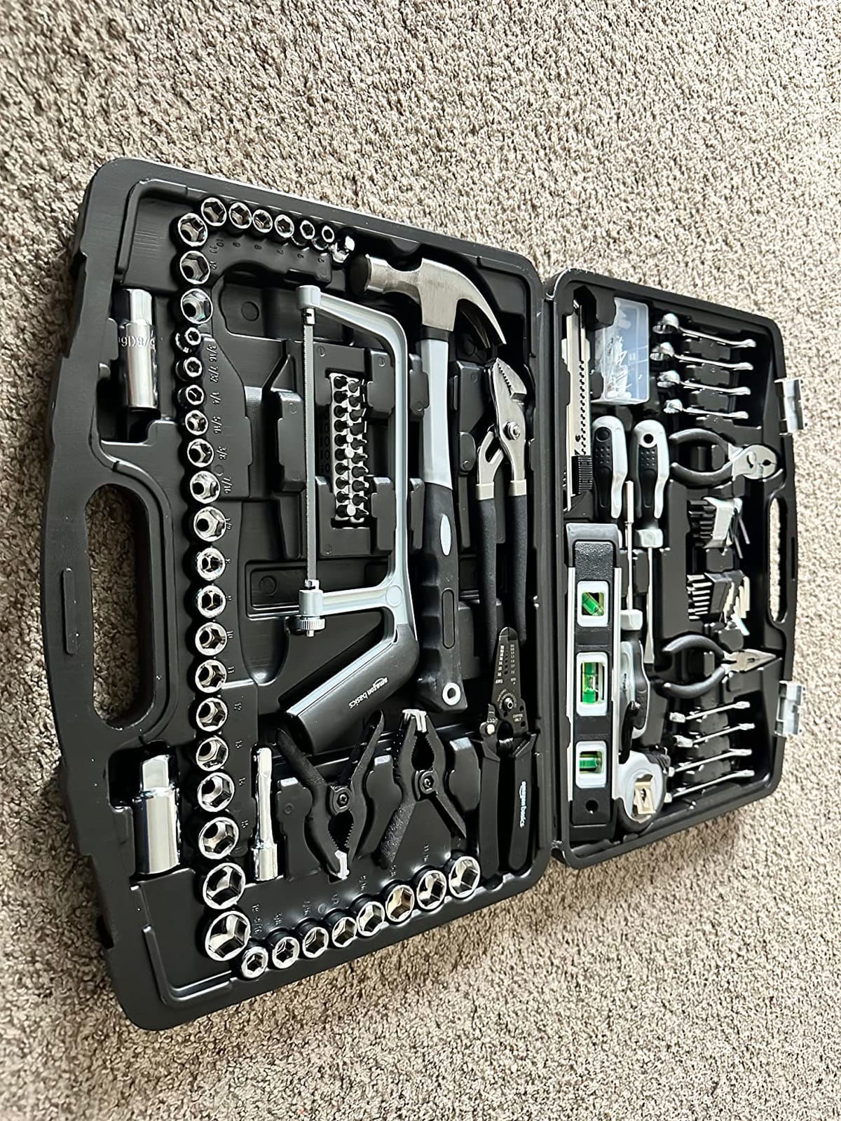 Amazon Basics 65-Piece General Household Home Repair and Mechanic's Hand Tool Kit Set with Storage Case, Portable, Non-Slip Handles, Black customer photo 2