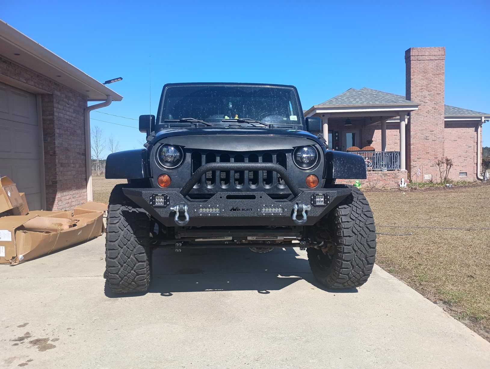 Nilight Front Bumper Compatible for 2007 2008 2009 2010 2011 2012 2013 2014 2015 2016 2017 2018 Jeep Wrangler JK/JKU Rock Crawler Winch Plate customer photo 1