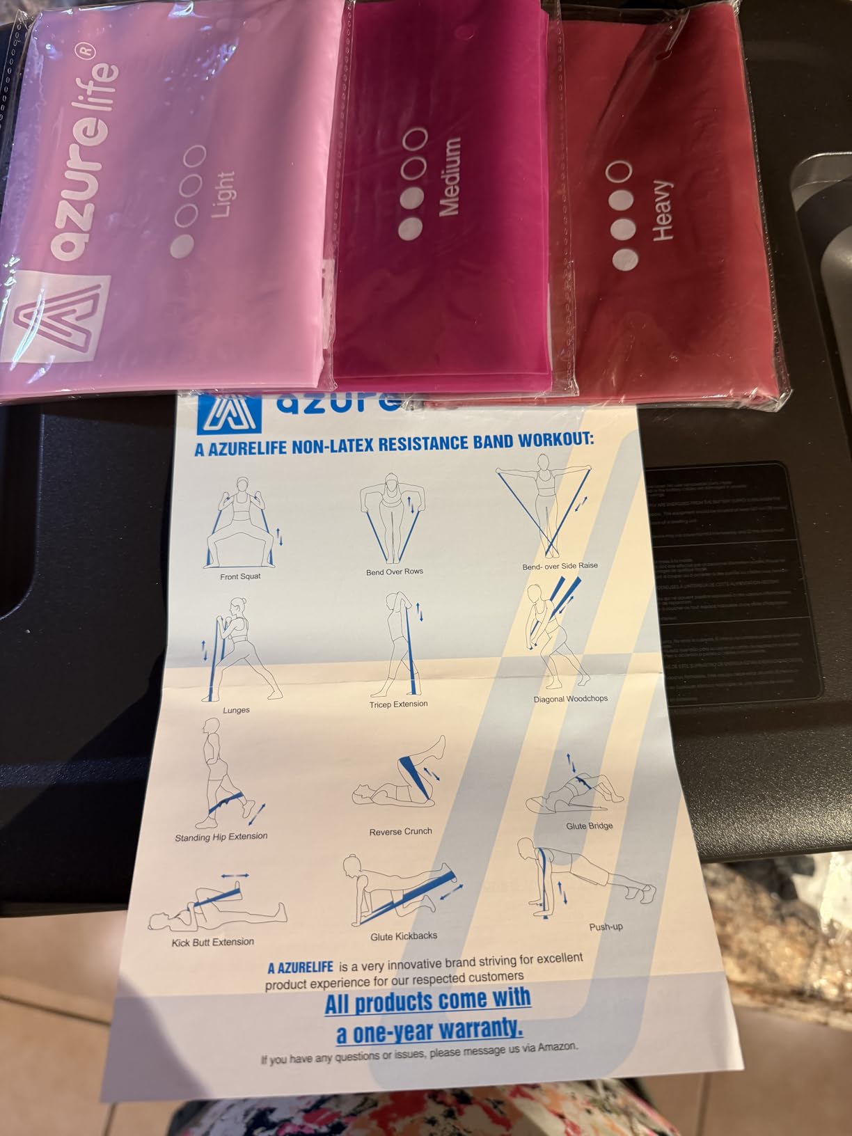 A AZURELIFE Resistance Bands,Professional Long Non-Latex Elastic Stretch Bands,Exercise Bands for Physical Therapy, Yoga, Pilates, Rehab, at-Home or The Gym Workouts, Strength Training customer photo 2