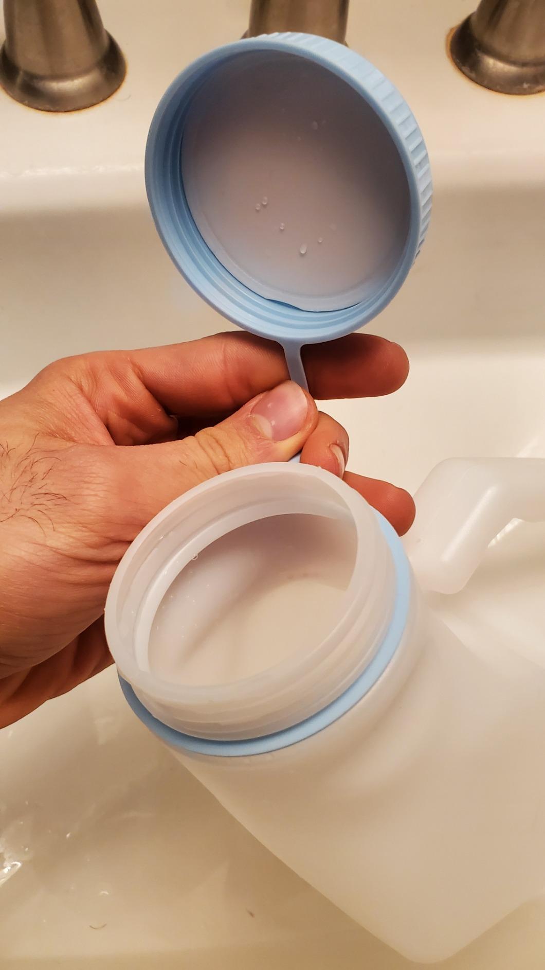 Urinals for Men Spill Proof by PerfectMed (2 Pack) - 32 oz/ 1000 ml | Portable Urine Bottle Bed Pan W/Glow in Dark Lid | Thick Plastic Pee Urinal Bottle customer photo 1