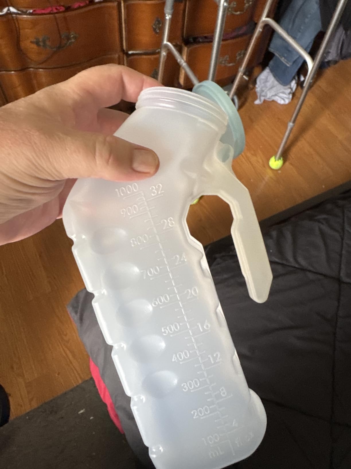 Male Urinal with Glow in The Dark Lid (2 Bottles) 32 Oz Urine Bottles for Men - Pee Bottles for Hospitals, Emergency and Travel customer photo 1