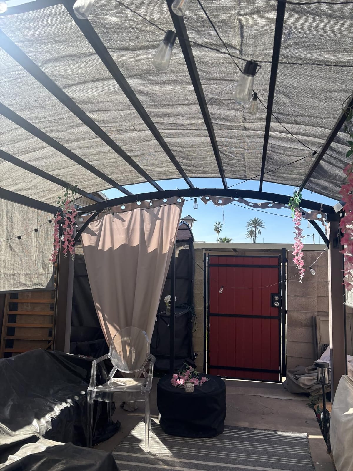TANG 8'x12' Pergola Shade Cover Replacement Canopy for Patio Deck Sunshade Universal Shade Cloth with Grommets for Garden, Sunscreen Fabric with Weighted Rods(Brown) customer photo 2