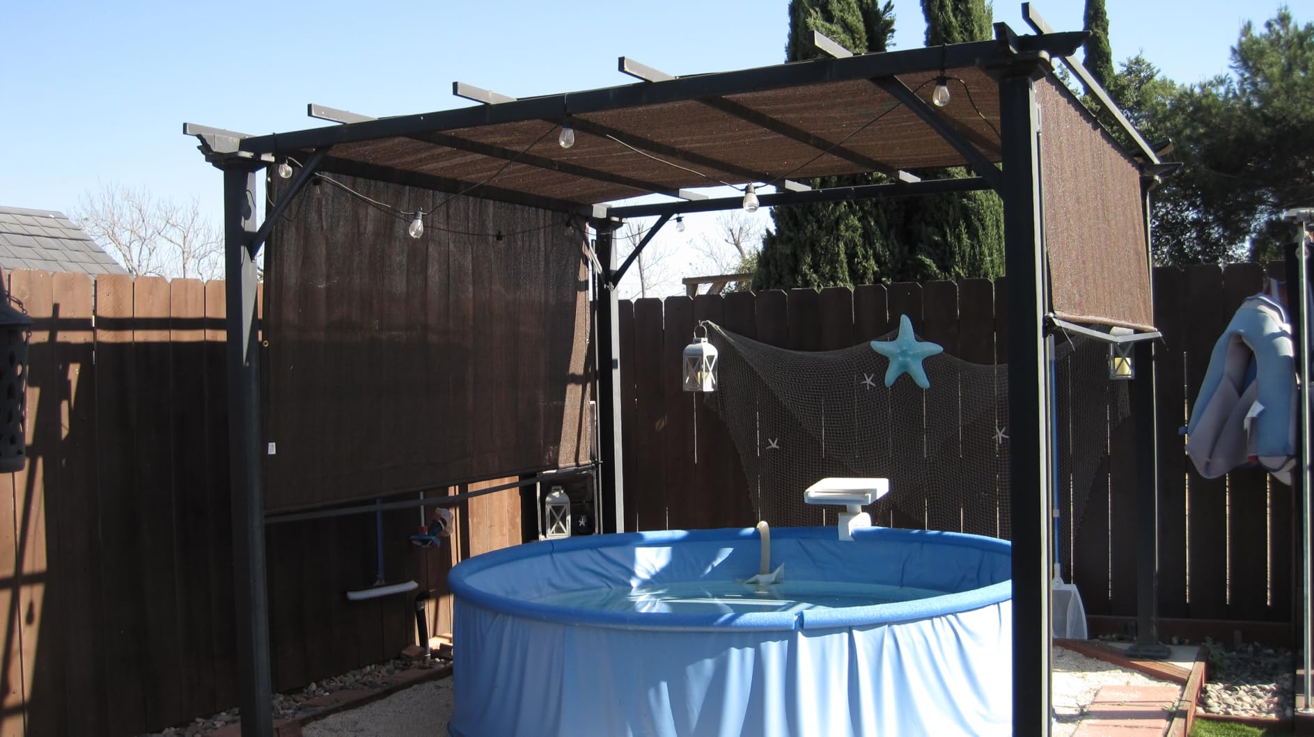 Patio Paradise 8' x 16' Pergola Canopy Replacement Cover Shade Cloth with Grommets Weighted Rods Outdoor Sun Shade Screen UV Block for Gazebo Backyard Deck Porch Balcony, Brown customer photo 1