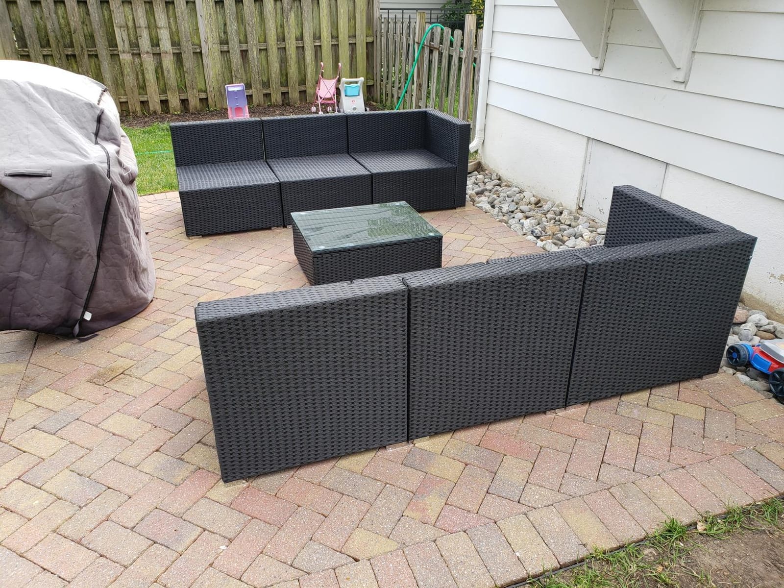 Pamapic 7 Pieces Outdoor Sectional Furniture,Wicker Patio sectional Furniture Sets,All-Weather Rattan Sectional Sofa Conversation Set with Coffee Table and Washable Couch Cushions Covers customer photo 2