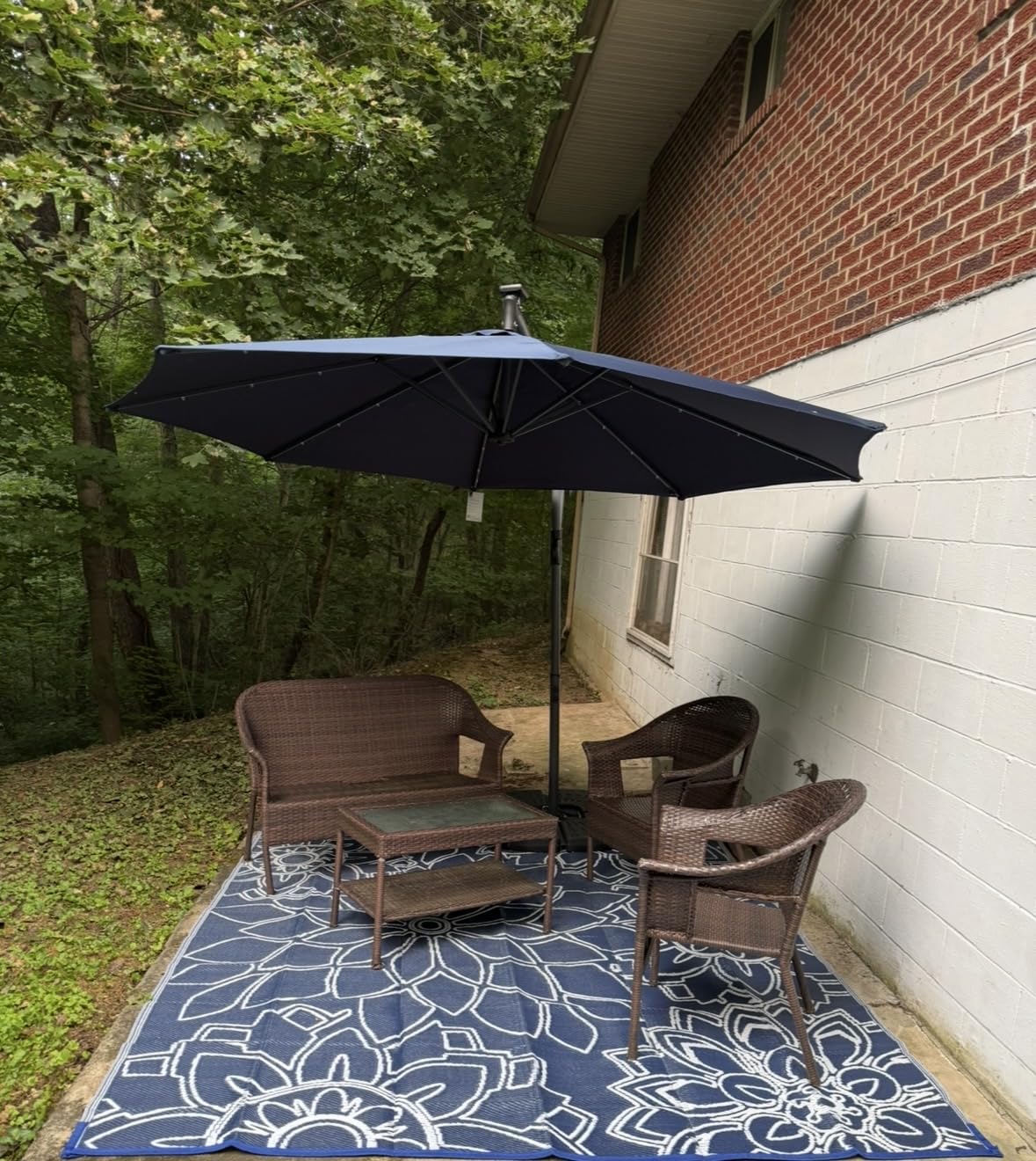 Best Choice Products 10ft Solar LED Offset Cantilever Hanging Market Patio Umbrella, 8 Sturdy Ribs, Easy Adjustment - Tan customer photo 2