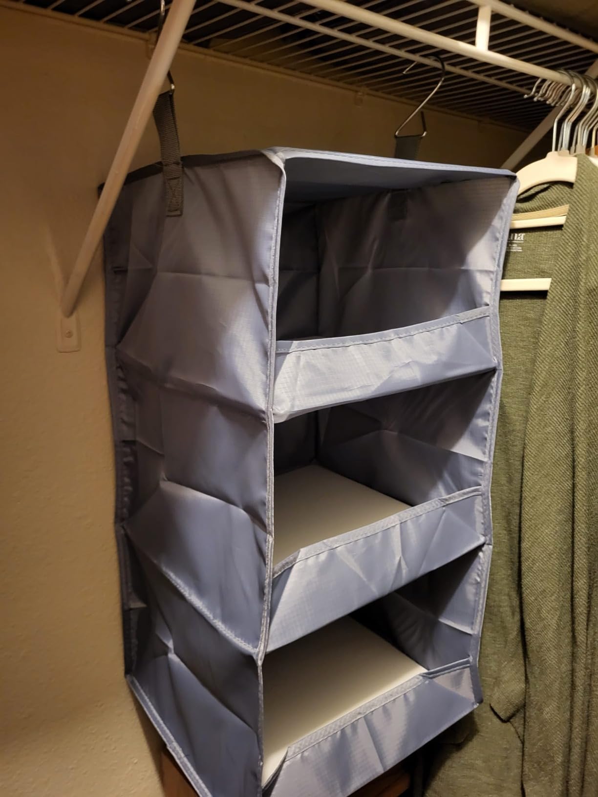 GRANNY SAYS 3-Shelf Hanging Closet Organizer, Foldable Storage, Gray customer photo 2