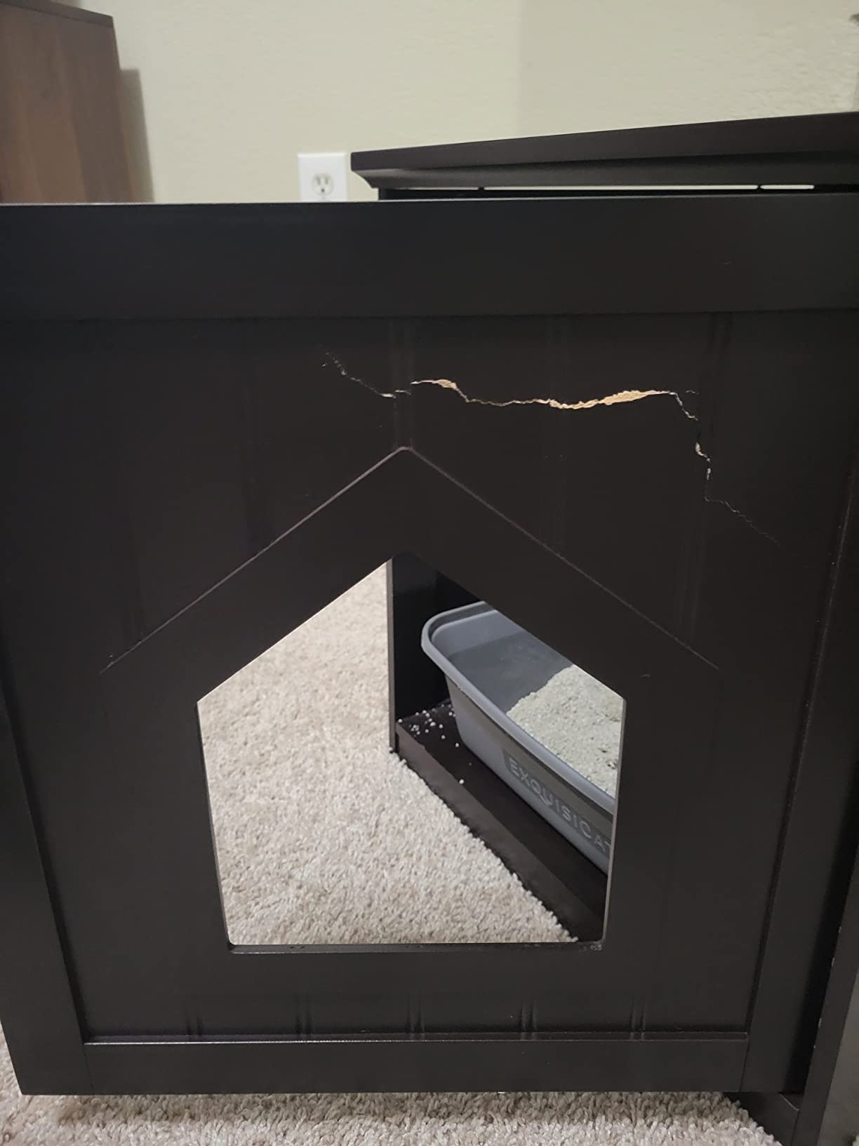 BIRDROCK HOME Cat Litter Box Furniture Enclosure - Hidden Kitty Litter Cat House with Hinged Door, Nightstand, Side Table & Pet Crate, Indoor & Outdoor Wood Cabinet for Small Cats and Dogs - Espresso customer photo 1