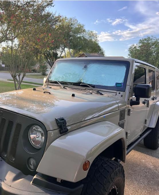 KUST Windshield Sun Shade for 2018-2024 2025 2026 Jeep Wrangler JL & 2/4 Door 4XE &2020-2026 Jeep Gladiator JT Front Window Accessories Sun Shade Sun Protector Foldable Block Sun UV Rays customer photo 1