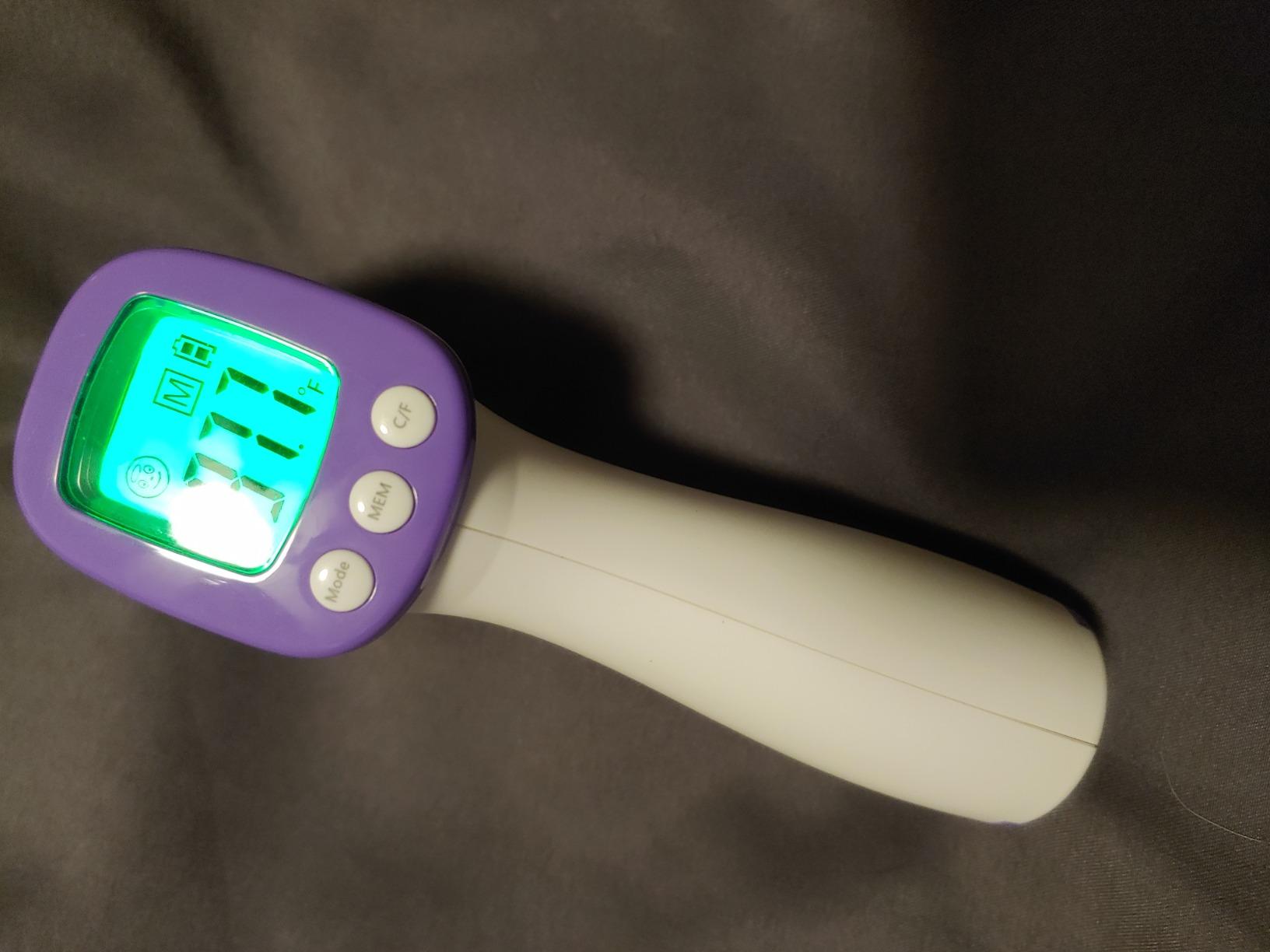HUHETA Infrared Thermometer for Adults, Non Contact Forehead Thermometer with Fever Alarm, Accurate Reading and Memory Function, Body Temperature & Surface of Objects Use (Purple) customer photo 2
