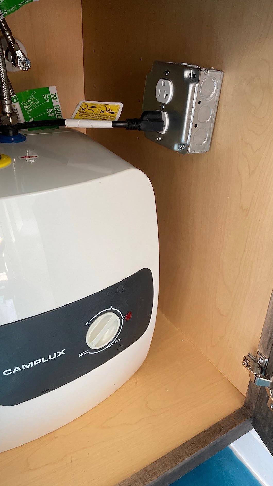 CAMPLUX Mini Tank Electric Water Heater 1.32 Gallons Hot Water Heaters 110V 120V, Under Sink Water Heater with Cord Plug 1.44kW, UL Listed customer photo 1