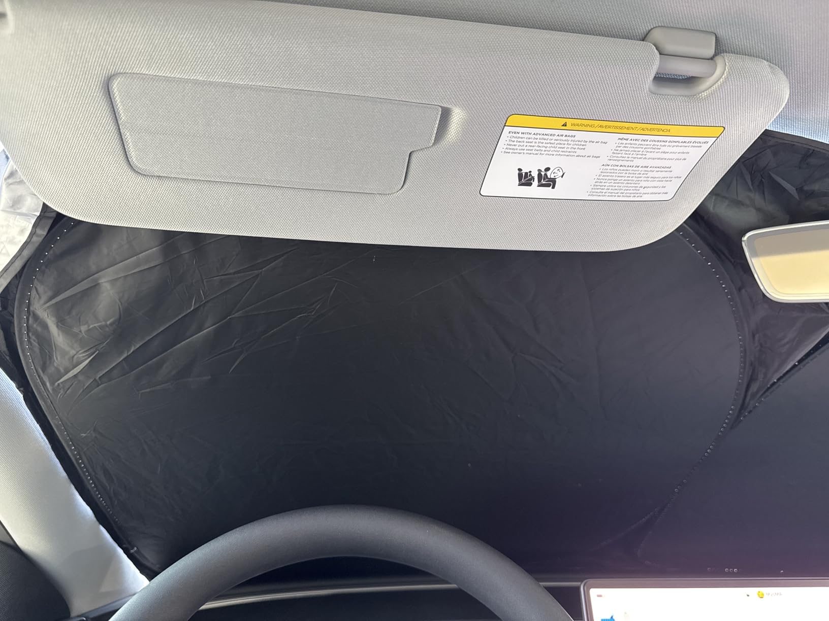 Upgraded Sunshade, Improved UV Protection Fabric, Foldable Front Sun Shade, Custom Accessories for Tesla Model 3/Y/Y Juniper 2016 to 2026 customer photo 1
