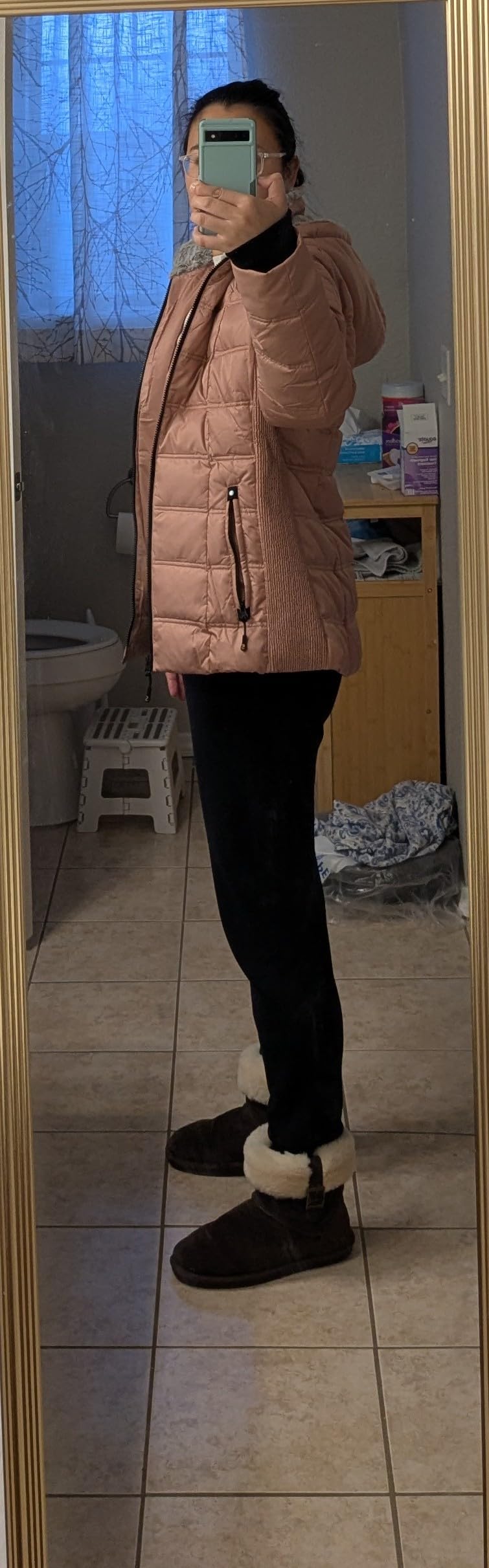 SLOW DOWN Women Down Puffer Jacket Warm Hooded Winter Down Puffer Coat with Faux-Fur Hood & Collar customer photo 1