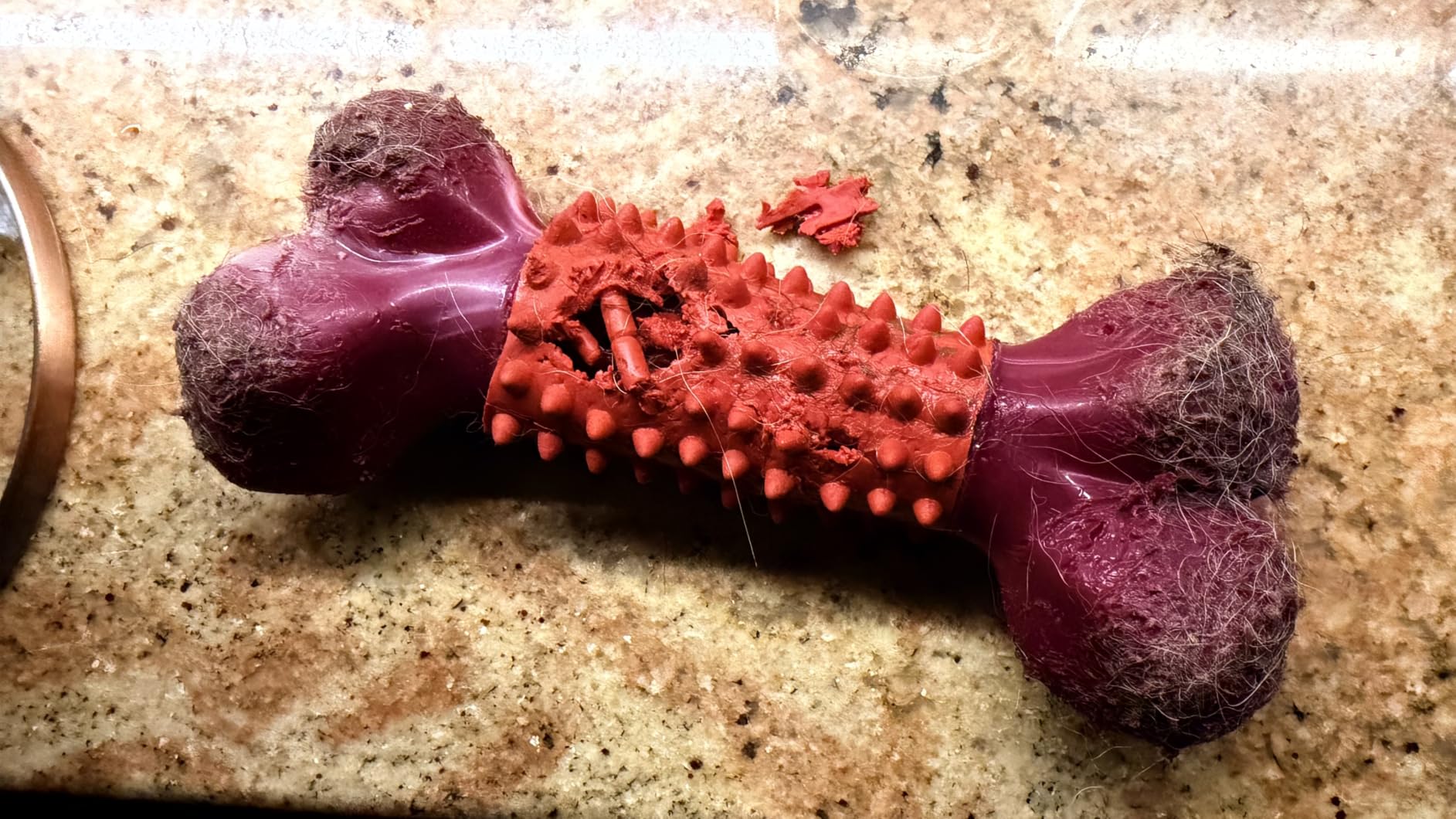 Tough Dog Toys for Aggressive Chewers: Beef Flavored Long Lasting Dog Bones for Large Dogs, Indestructible Dog Chew Toys to Keep Them Busy, Large Dog Toys for Medium & Large Breed, Red customer photo 1
