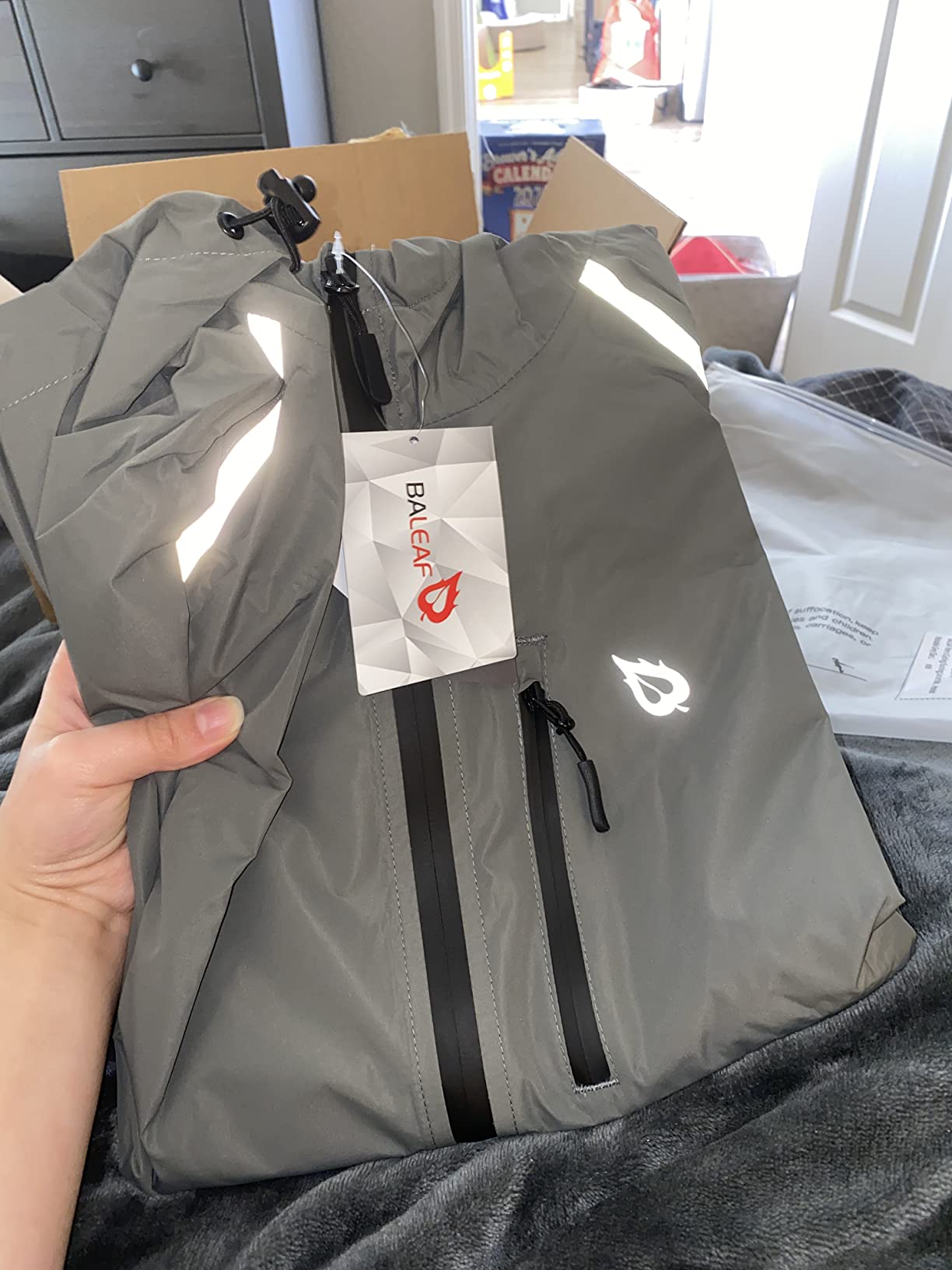 baleaf Men's Rain Jacket Waterproof Hood Lightweight Reflective Packable customer photo 1