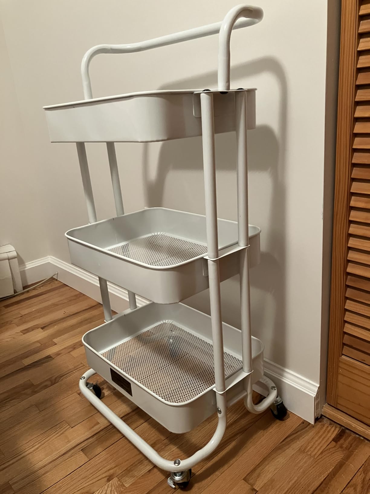 Pipishell 3 Tier Rolling Cart, Utility Cart with Wheels & Handle, White customer photo 1