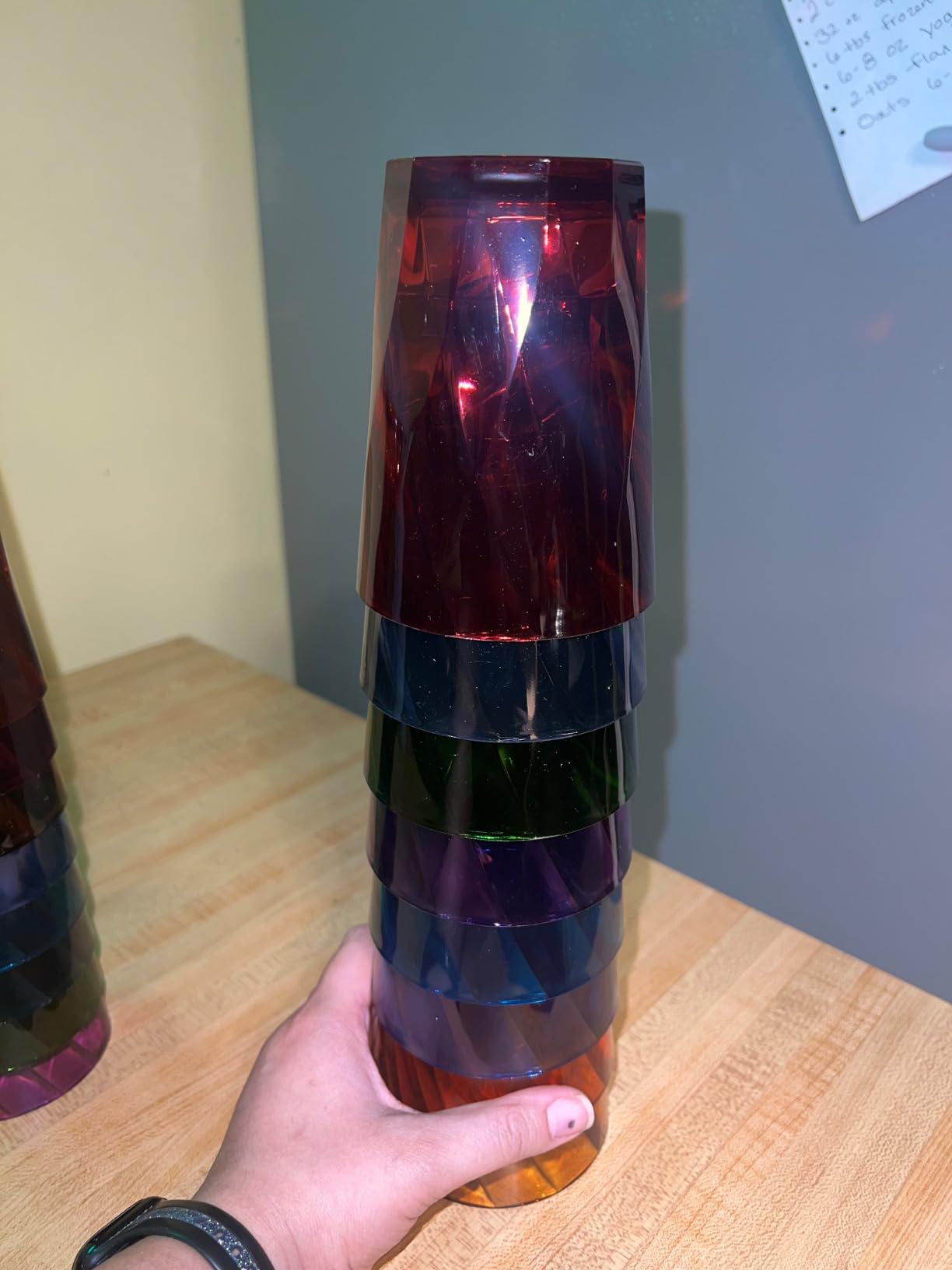 US Acrylic Optix Plastic Reusable Drinking Glasses (Set of 8) 20oz Water Cups in Jewel Tone Colors | BPA-Free Tumblers, Made in USA | Top-Rack Dishwasher Safe customer photo 1