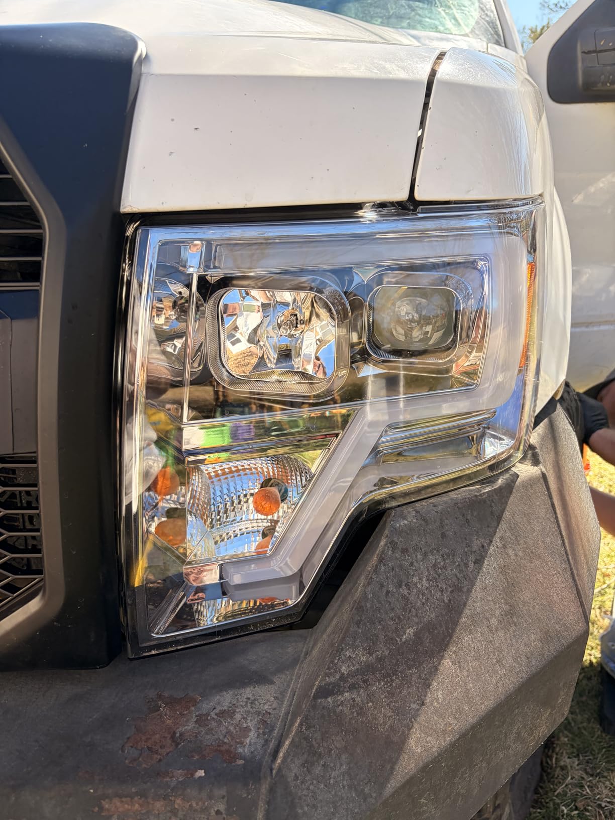 AmeriLite for 2009-2014 Ford F150 Truck LED Bar Square Projector Halogen Black Headlights Set High/Low Beam Bulb Included - Driver and Passenger Side customer photo 2